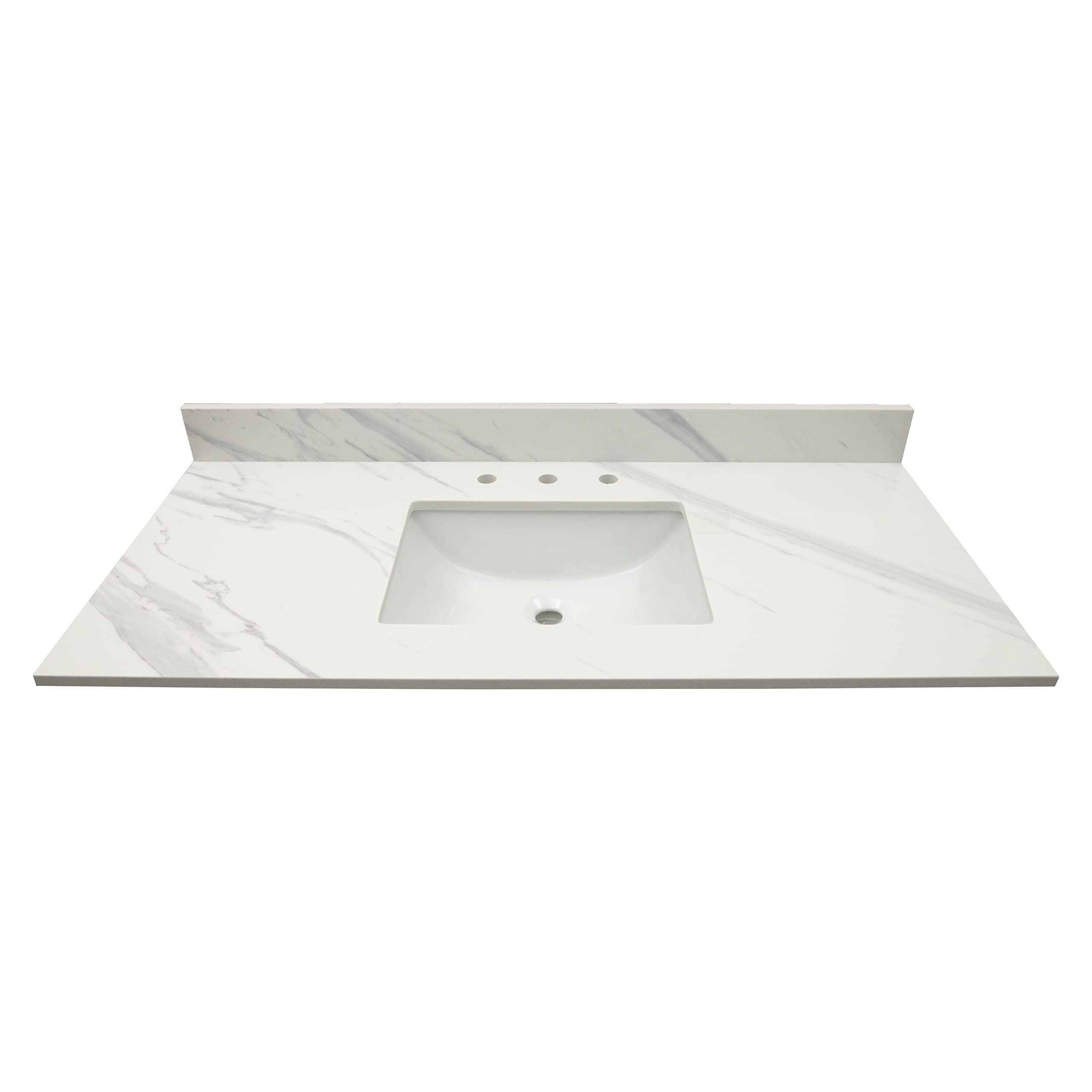 MSI Calacatta Lumas Vanity Top with Undermount Rectangle Ceramic Sinks - 49x22 Inch Engineered Marble Bathroom Countertop with 4