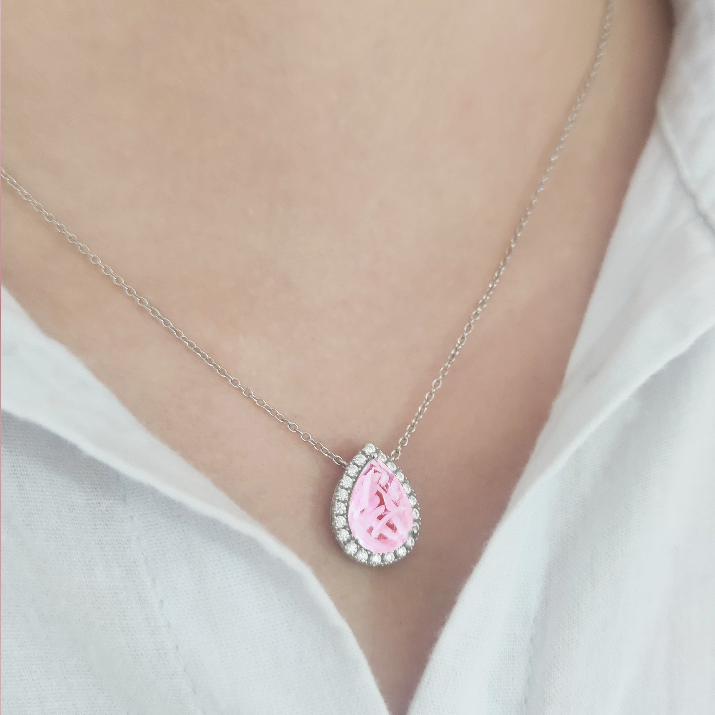 Sterling Silver Halo Teardrop Pregnancy Test Ring & Necklace DIY Kit - Elegant Jewelry for Pregnancy Announcement, Baby Shower Gift, and Special Occasions
