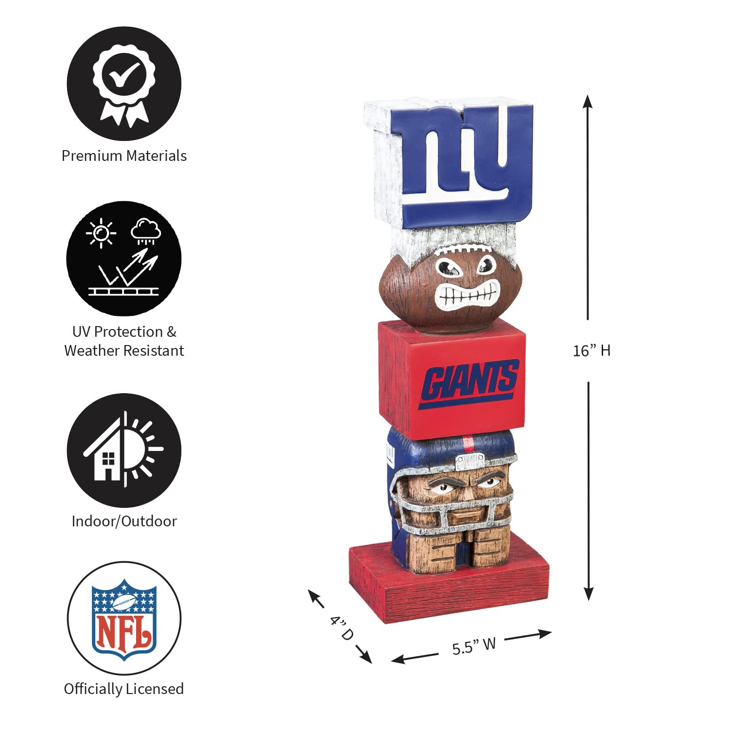 Official NFL New York Giants Tiki Totem - Team Sports America Licensed Football Fan Decor for Home, Office & Game Day Parties