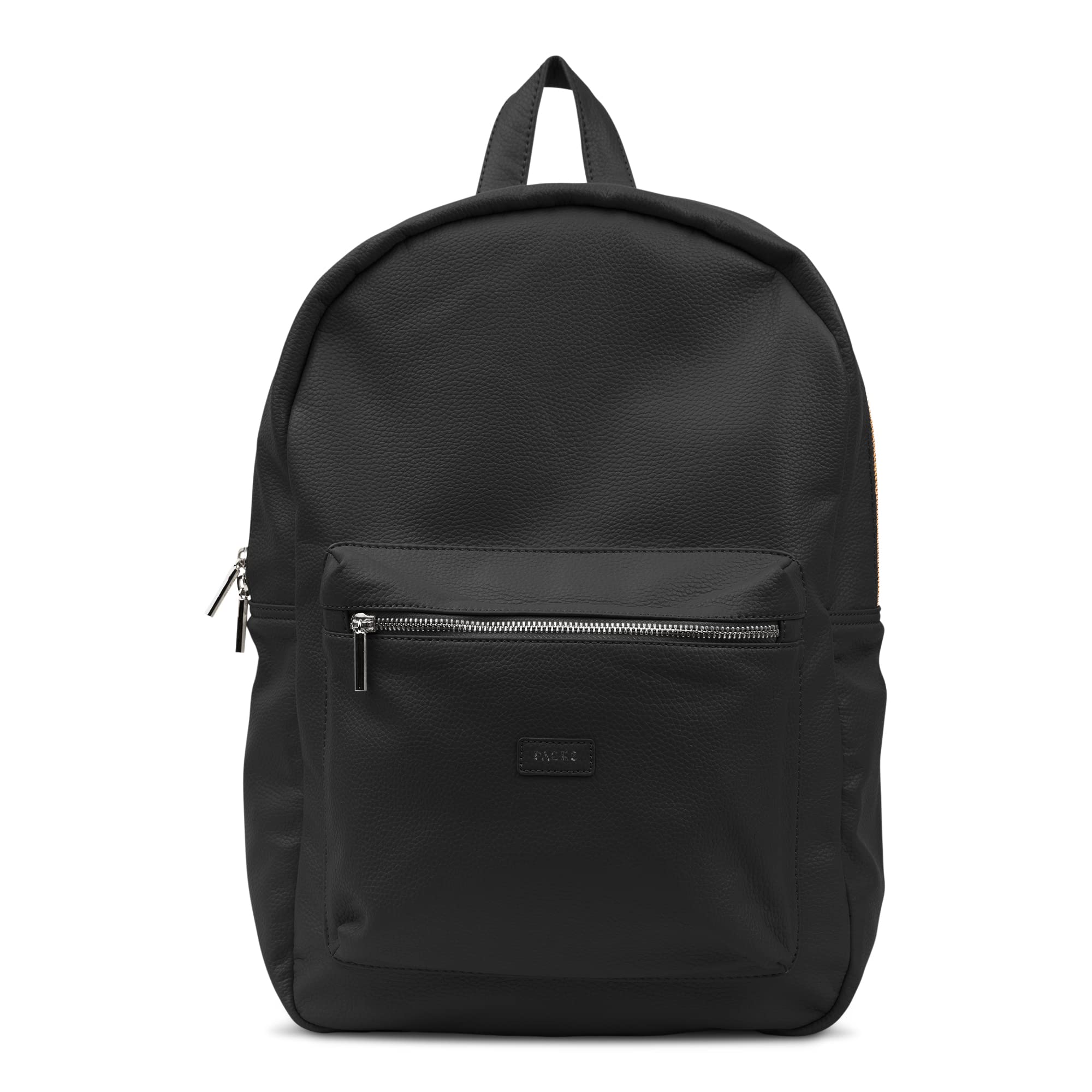 Stylish Vegan Leather Laptop Backpack for Women & Men - Waterproof Commuter Bag with Padded Shoulder Straps & Metal Zippers - Perfect for Travel, Business, School & College - Black/Silver Design - Ideal for Daily Commute, Work Meetings & Student Life