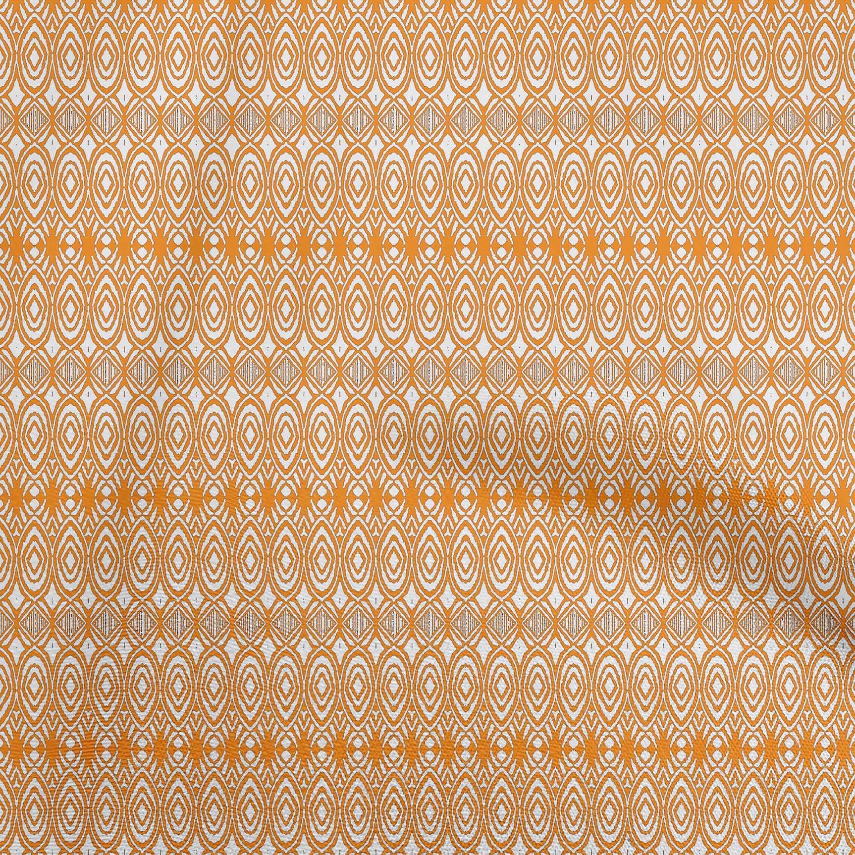 oneOone Velvet Orange Ikat Fabric by The Yard - 58 Inch Wide Printed DIY Sewing Material for Clothing, Home Decor & Crafts
