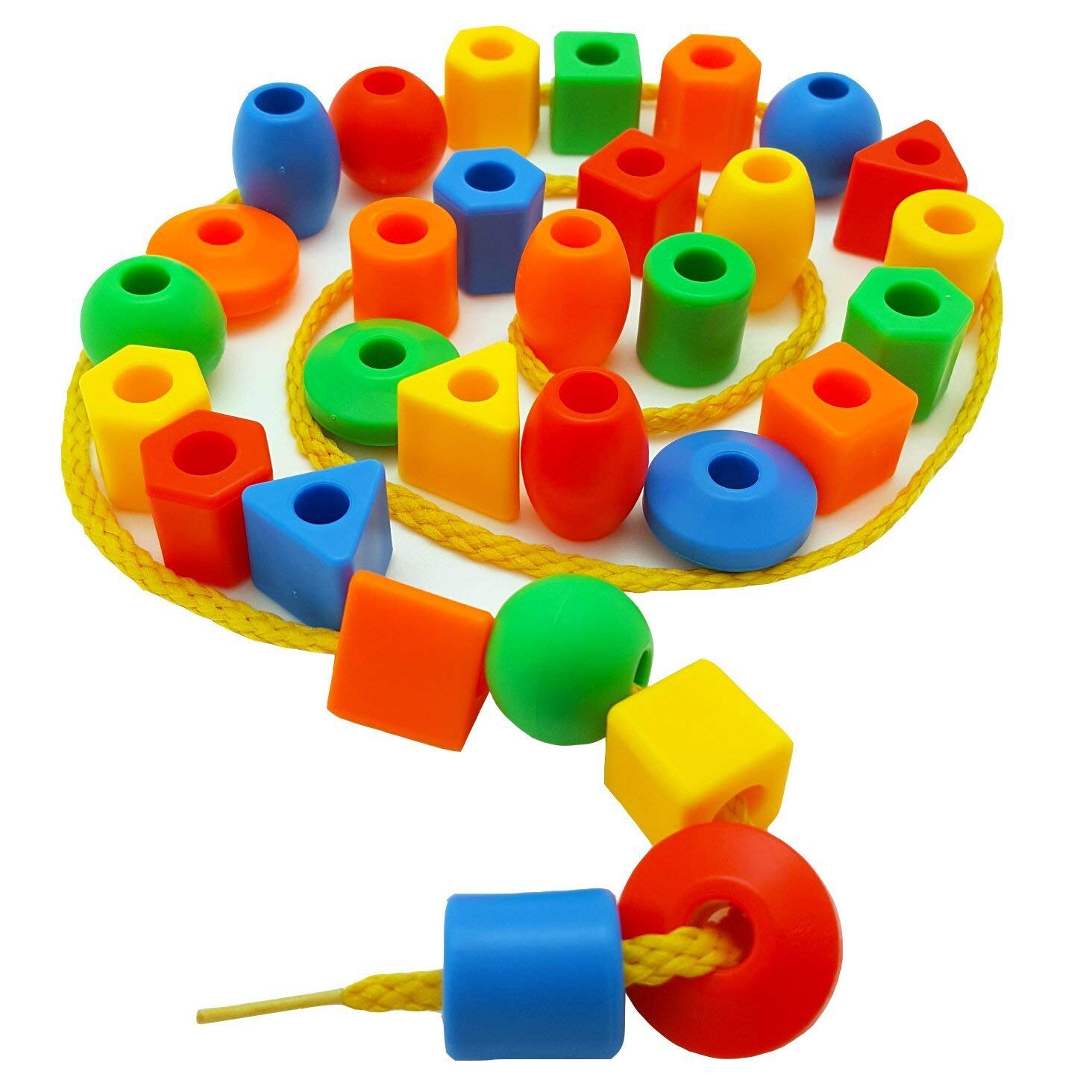 Skoolzy Montessori Lacing Beads for Toddlers - Educational Geometric Shape Toys for Preschool Learning, Fine Motor Skills & Hand-Eye Coordination | Perfect for Classroom, Homeschool & Occupational Therapy Activities