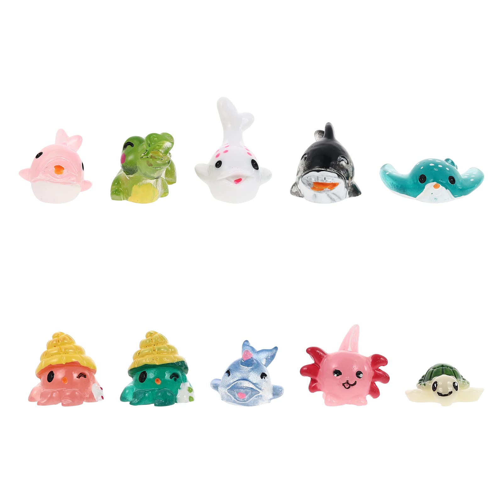 iplusmile 10pcs Sea Glass Fish Tank Decorations - Mini Resin Aquarium Ornaments, Underwater Marine Animal Models for Home & Office Aquascaping | Perfect for Betta Fish Tanks, Small Aquariums & Terrariums