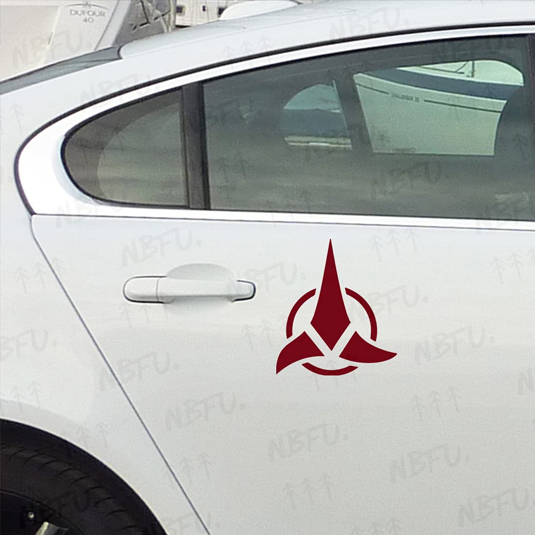 Premium Waterproof Vinyl Decal Stickers - Klingon Icon Symbol (Burgundy, Set of 2) for Laptop, Phone, Helmet, Car Window, Bumper, Mug, Cup, Door & Wall | Durable Decoration for Star Trek Fans, Sci-Fi Enthusiasts & Home Office Decor