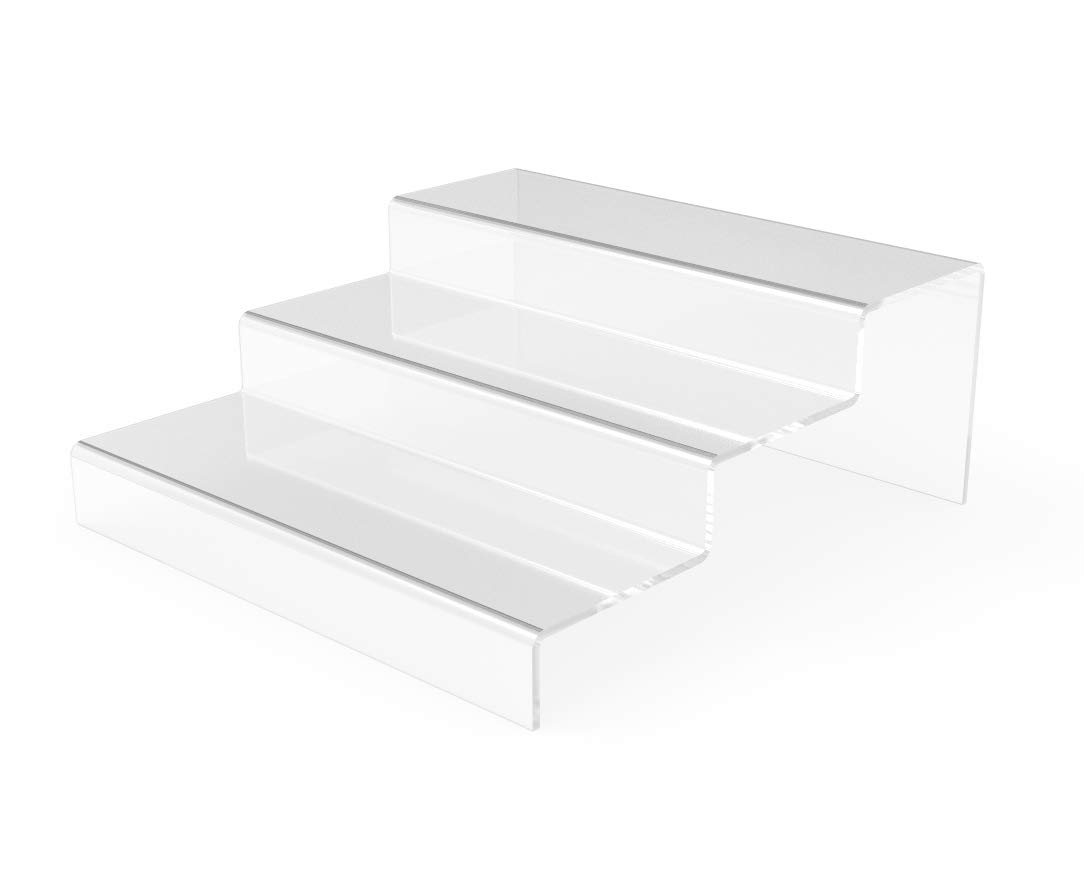 FixtureDisplays® 3-Piece Clear Acrylic Tiered Riser Set - 8.66x8.98x3.54 Inches - Perfect for Displaying Cupcakes, Jewelry & Retail Merchandise (Model 13803)