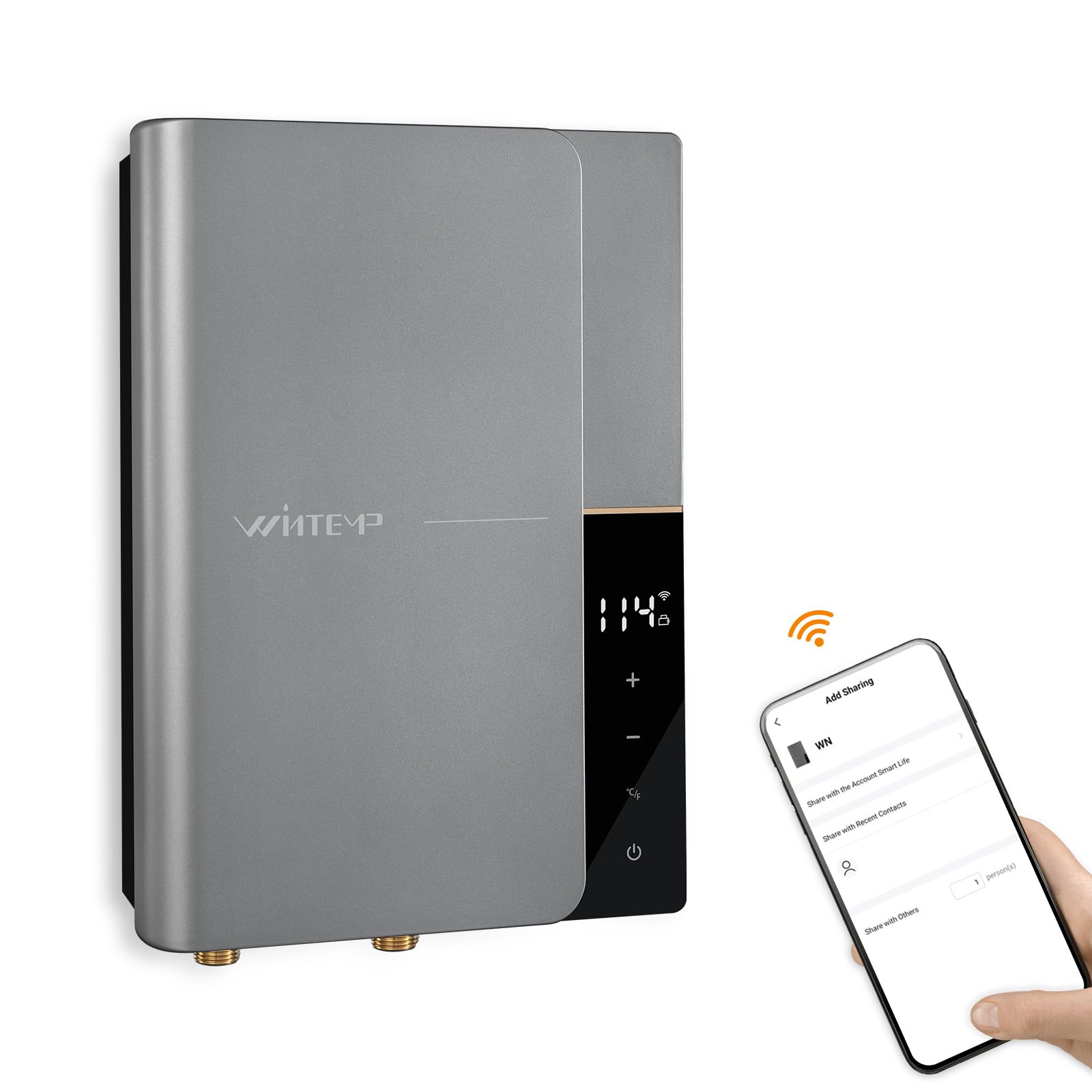 8KW 240V Tankless Electric Water Heater - On-Demand Instant Hot Water with WiFi Control & LED Display | Energy Efficient, Space-Saving Design by WINTEMP | Perfect for Homes, Apartments, RV & Off-Grid Living
