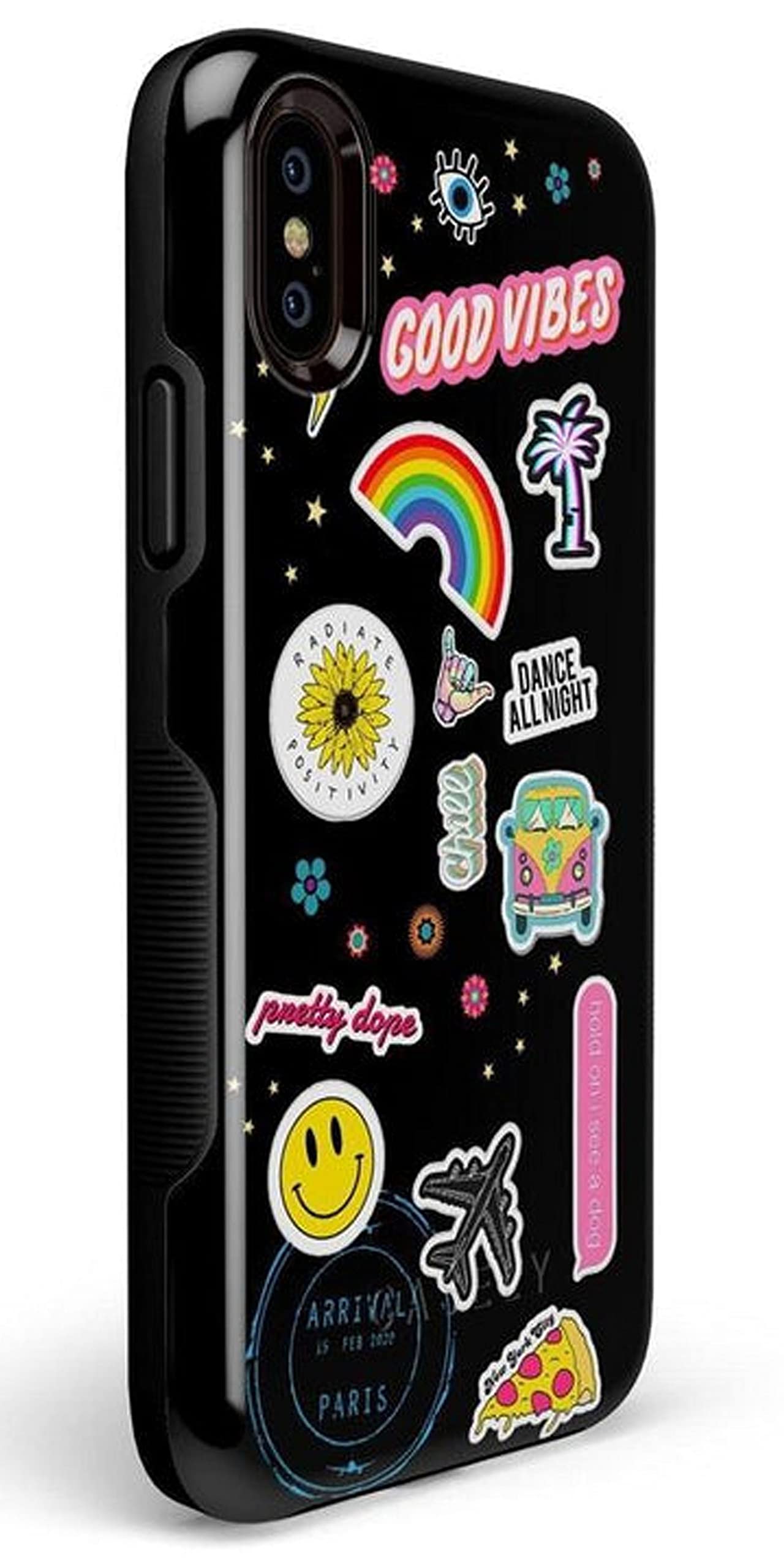 Casely iPhone X/XS Floral Phone Case with Stuck on U Festival Stickers - Trendy Protective Cover for Women, Girls | Perfect for Daily Use, Travel & Special Occasions