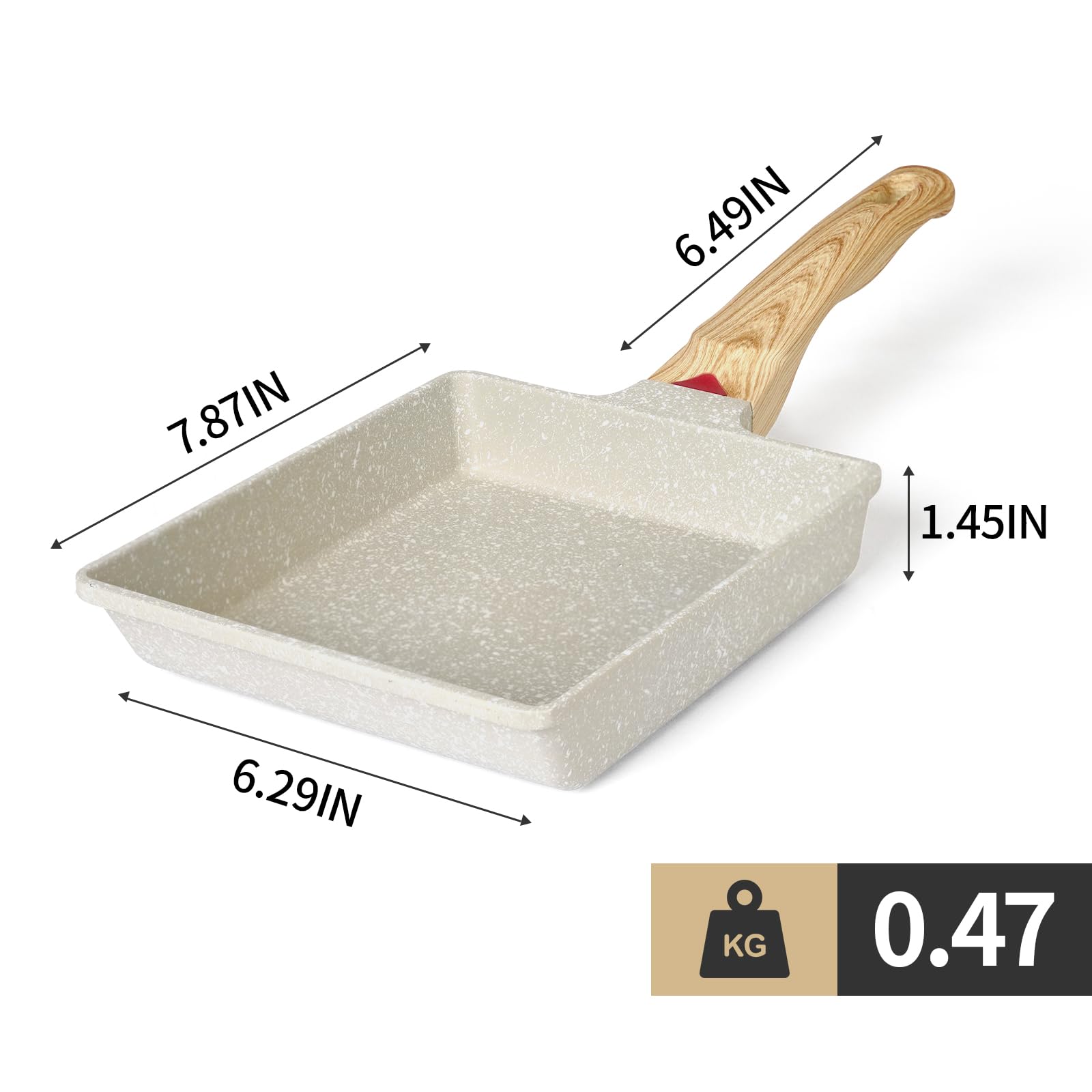 Tamagoyaki Pan - Nonstick Japanese Omelette Pan for Perfect Egg Rolls | Rectangle Egg Frying Pan with Wooden Handle & Whisk | PFOS & PFOA Free | Oven & Dishwasher Safe | Ideal for Breakfast, Bento Boxes & Japanese Cuisine