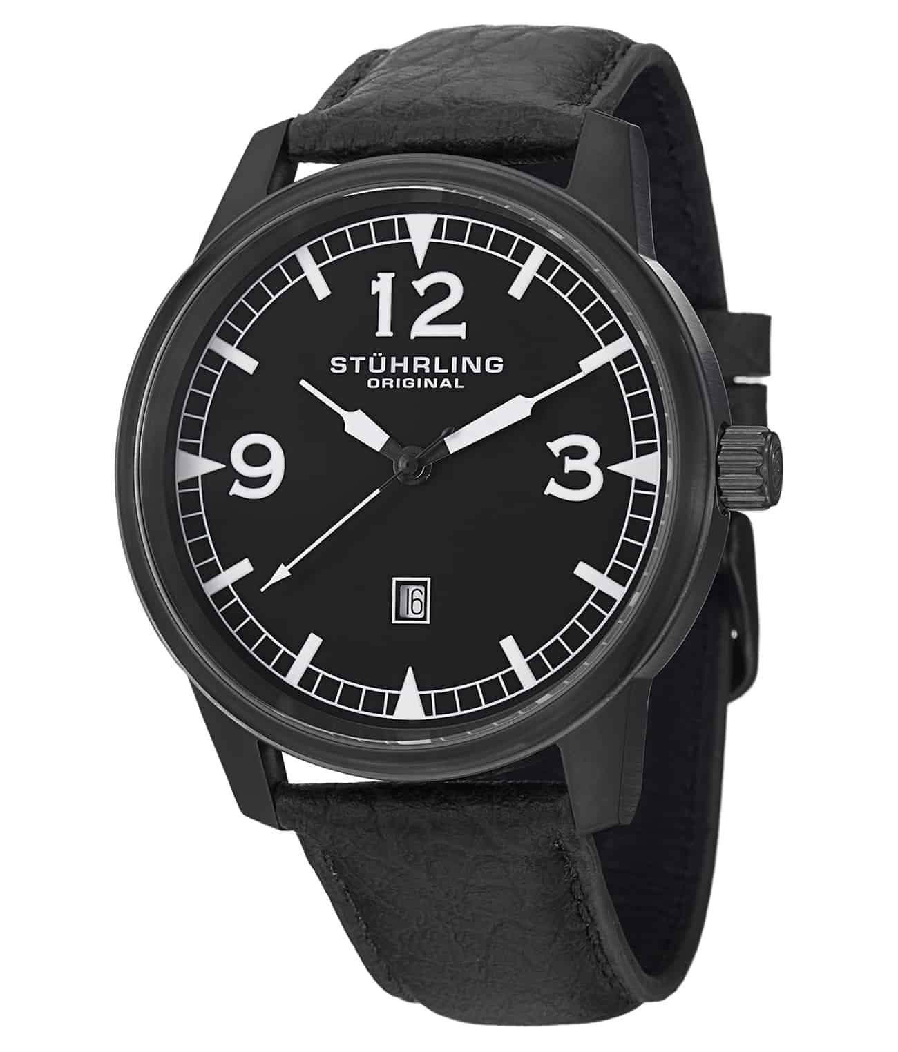 Silver Case / Black Leather Strap Tang Buckle