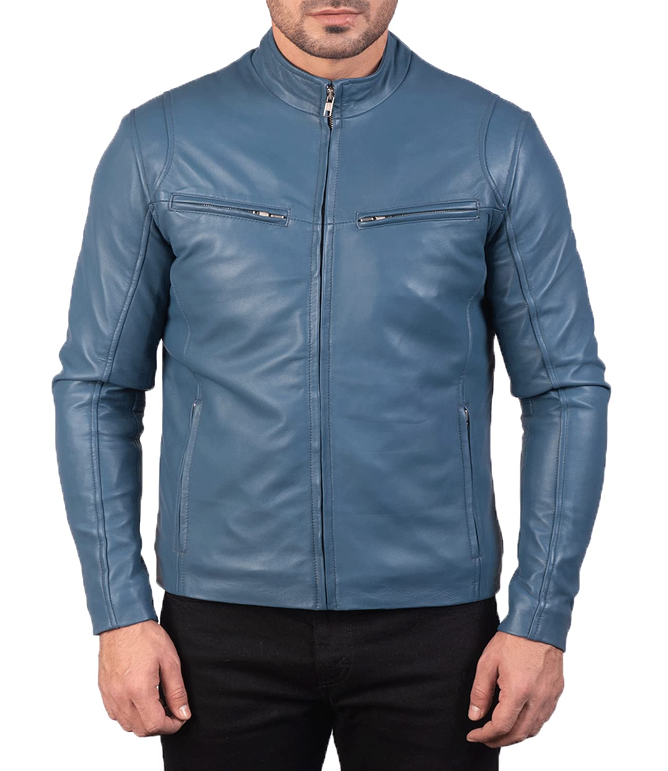 Premium Men's Sheepskin Leather Motorcycle Jacket - The Jacket Maker Ionic Biker Jacket for Riding & Casual Wear | Durable, Stylish & Comfortable for Everyday Use
