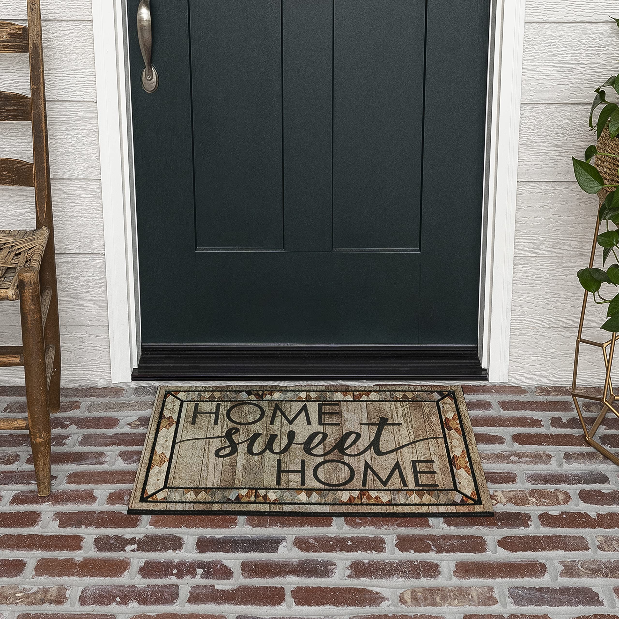 Mohawk Home 1.5' x 2.5' All-Weather Doormat - Non-Slip Recycled Rubber Entryway Rug for Outdoor/Indoor Use - Rustic 'Sweet Home' Design - Perfect for Front Door, Patio, Deck & Mudroom Protection