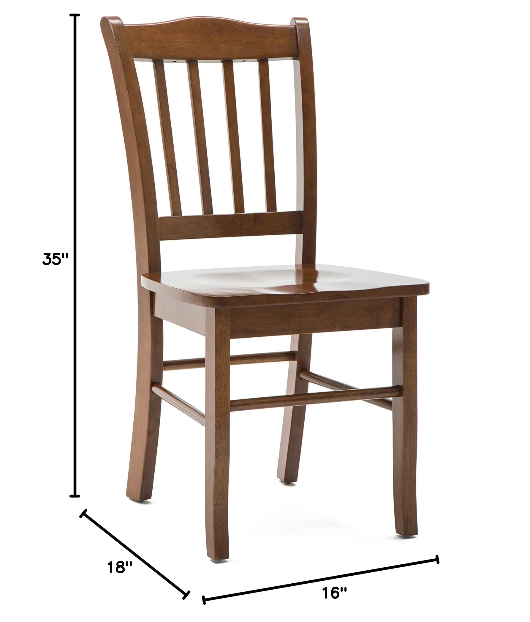 Premium Boraam Shaker Dining Chairs - Set of 2 Solid Walnut Wood Kitchen Chairs for Dining Room, Breakfast Nook & Farmhouse Decor