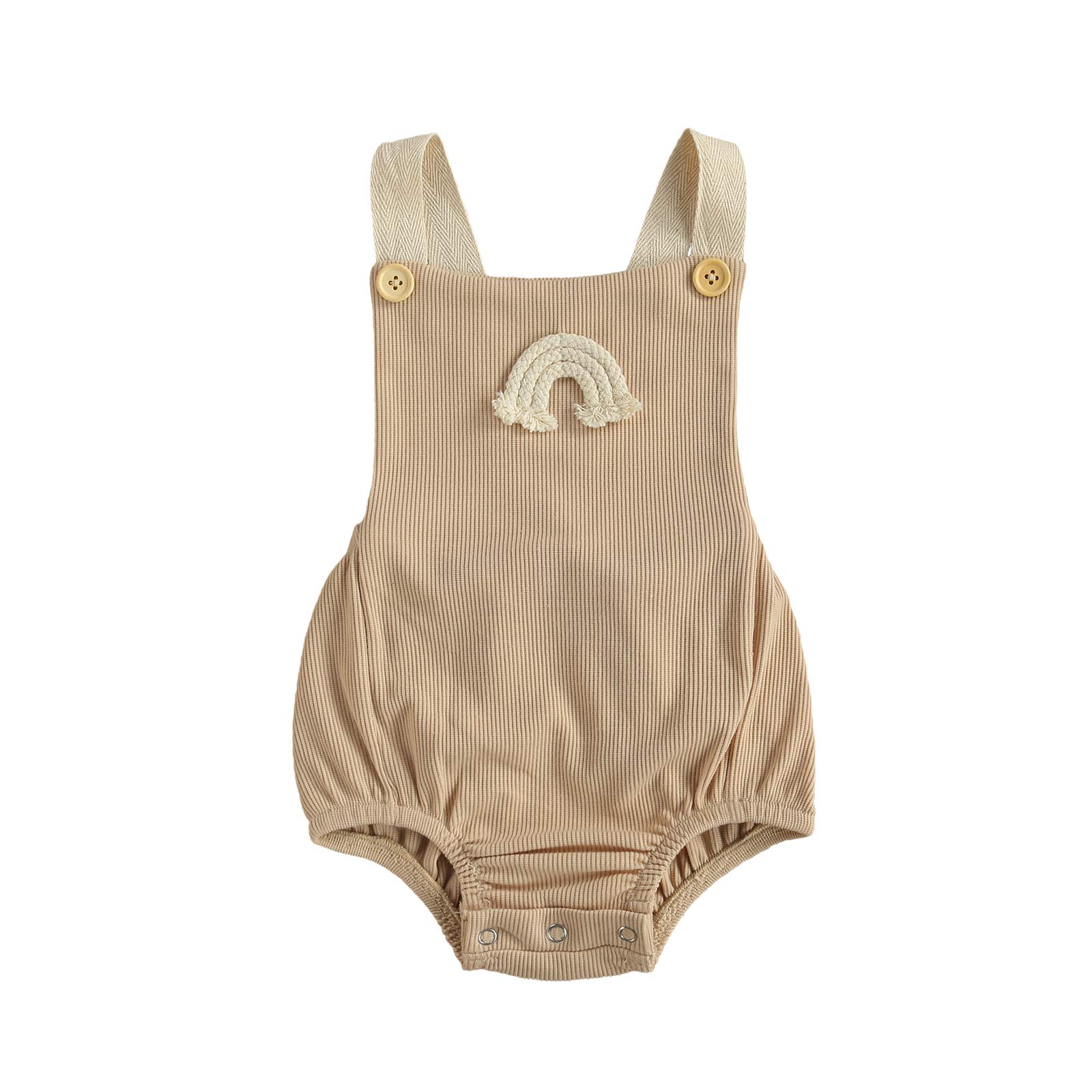 Adorable Rainbow Embroidery Sleeveless Romper for Baby Girls - Soft Cotton Summer Bodysuit & Jumpsuit | Perfect for Newborn Photoshoots, Beach Outings & Playdates