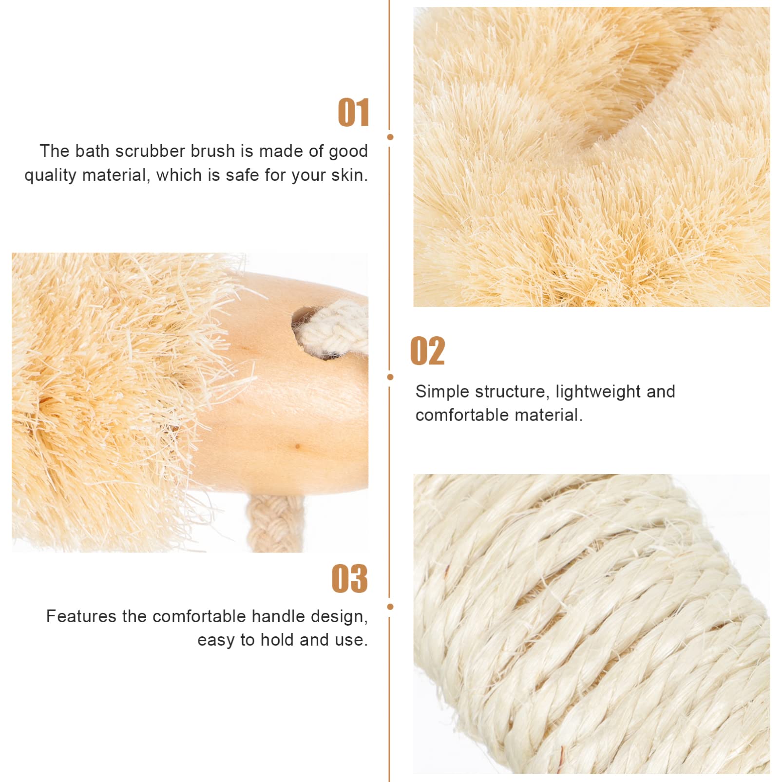 Beaupretty Silicone Body Scrubber with Wooden Handle - Exfoliating Bath Brush for Shower & Spa, Back Scrubber with Bristles & Loofah - Perfect for Deep Cleansing, Dead Skin Removal & Relaxation (Great Gift for Home, Travel & Self-Care Routines)