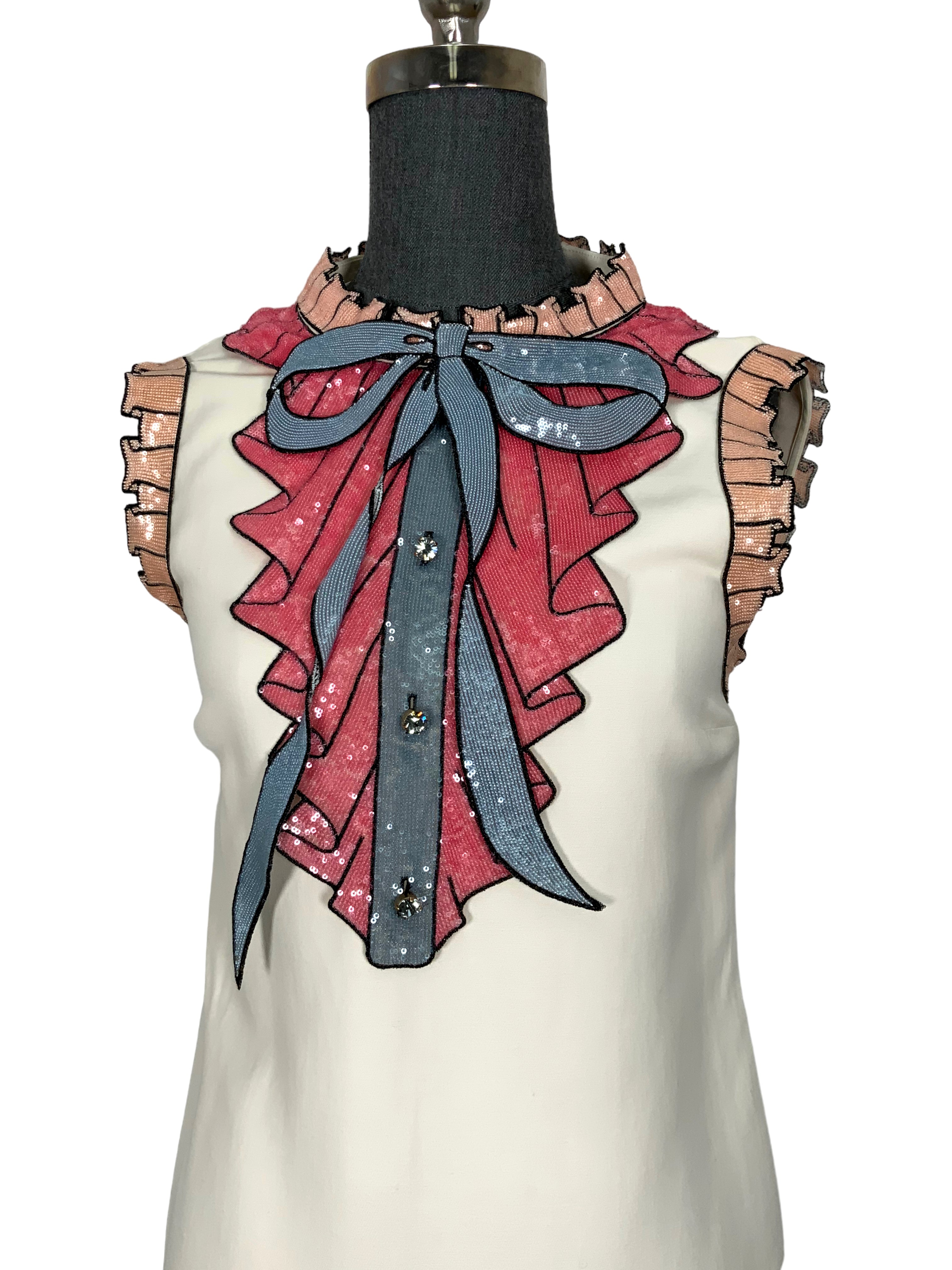 GUCCI Sequin Bow Sleeveless Party Dress for Women - Size S - Elegant Evening Gown for Cocktail Parties, Weddings & Special Occasions