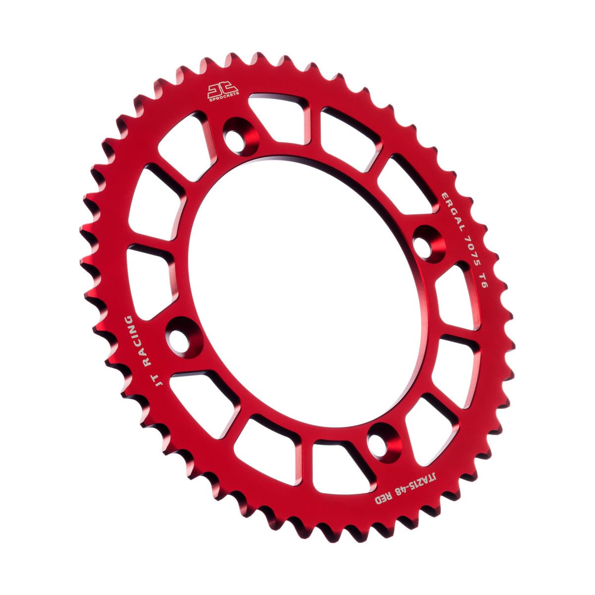 JT Sprockets JTA215.48RED 48 Tooth Red Racelite Anodized Aluminum 7075 T6 Rear Sprocket for Motorcycle, Dirt Bike & ATV - High Performance Racing Sprocket for Smooth Power Transfer