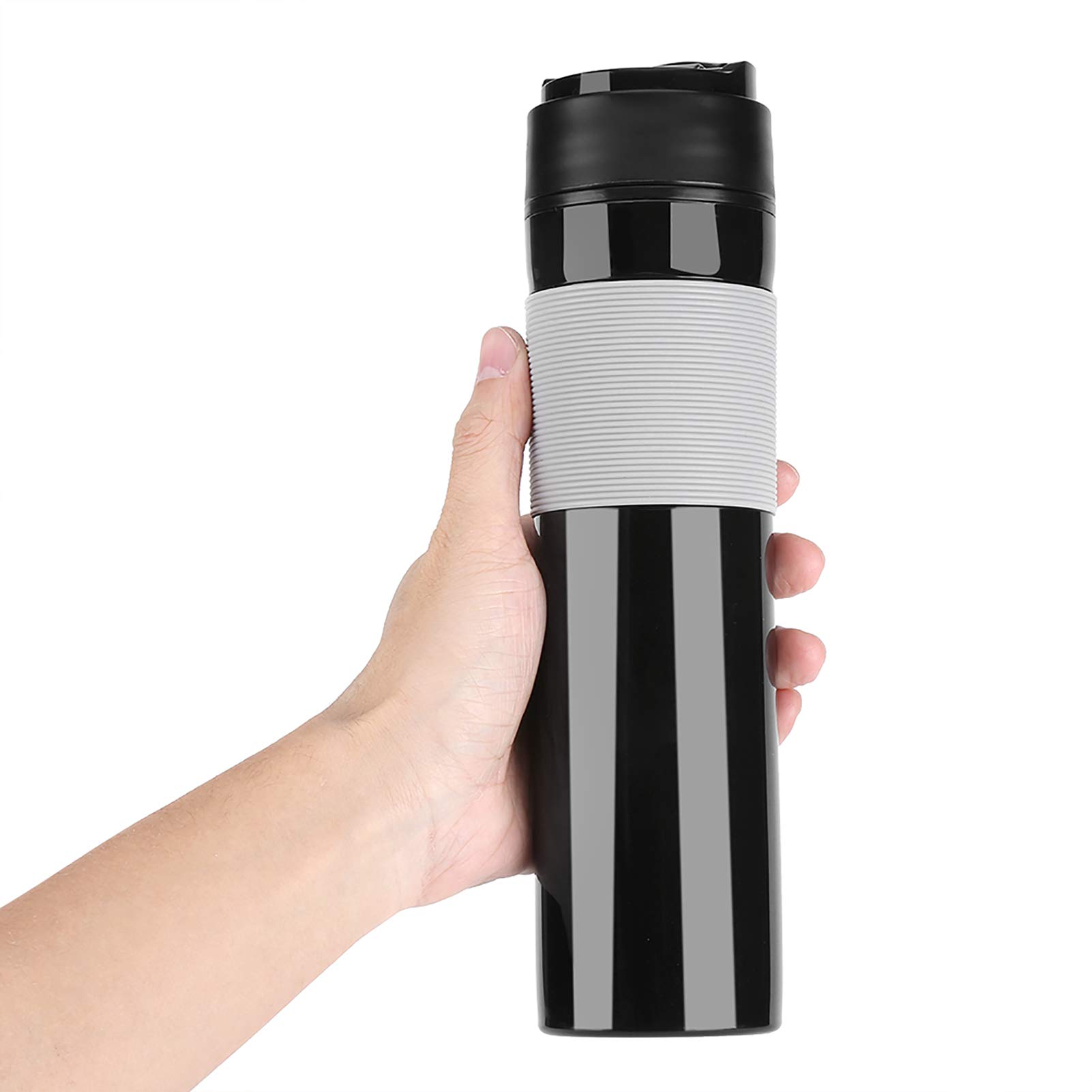 **Portable Coffee Maker - 350ml Leak-Proof & Lightweight Travel French Press with Spill-Proof Lid - Perfect for Camping, Office, Travel, Holiday & Vacation (Black)**