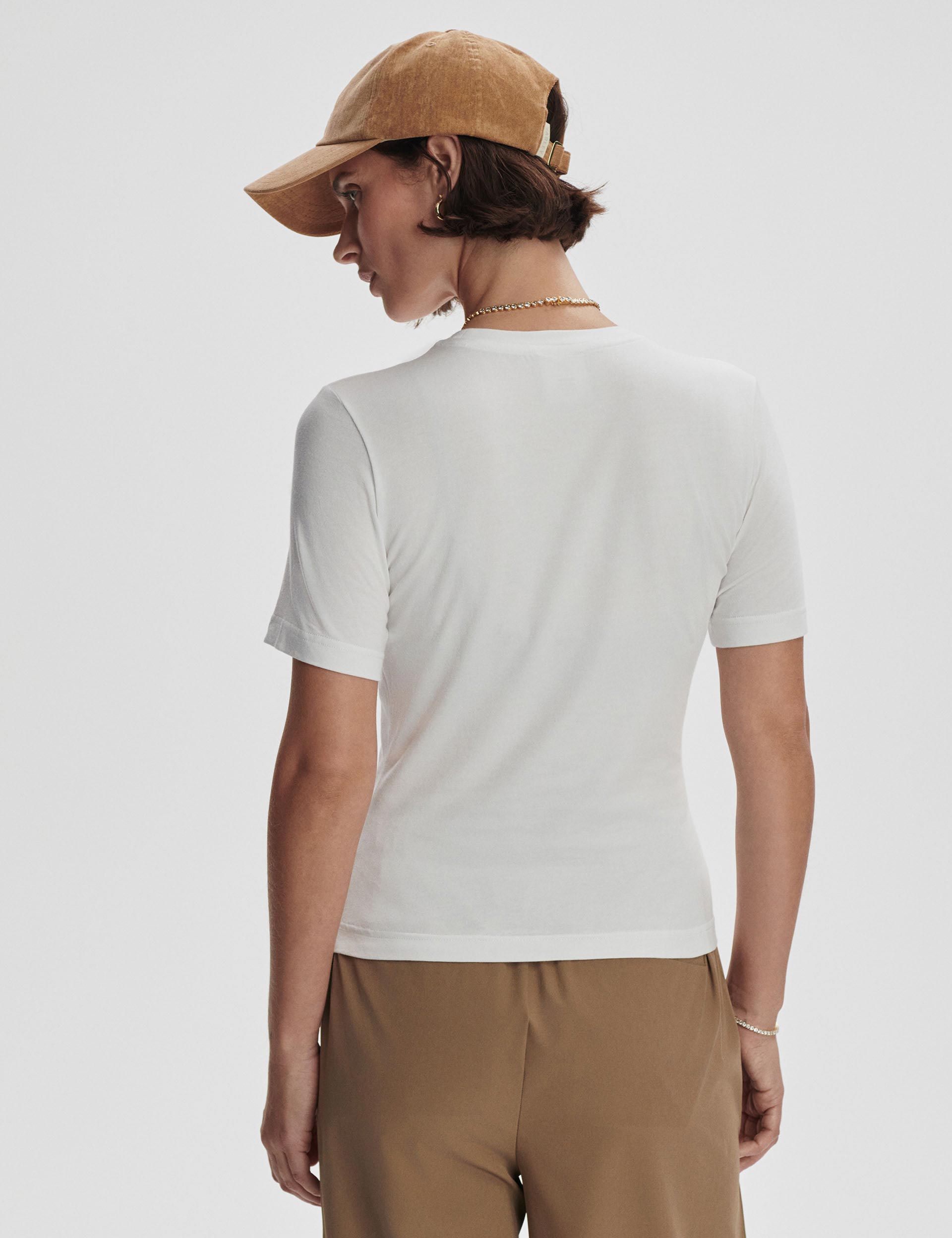 Regina Fitted Tee - Women's Slim Fit Basic T-Shirt in White | Casual Everyday Wear, Layering Essential & Office Outfits