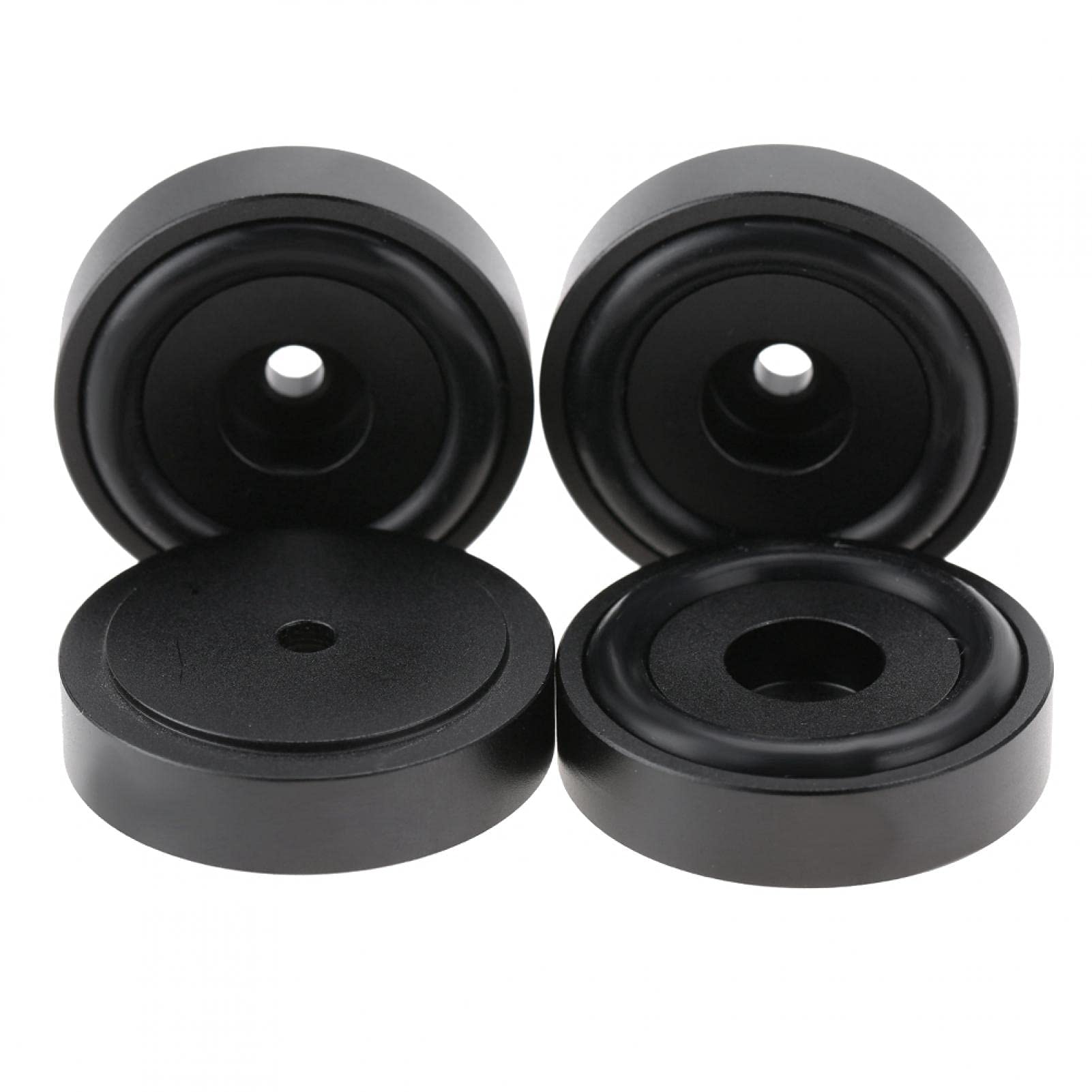 ASHATA Aluminum Alloy Speaker Isolation Feet Pads - HiFi Audio Equipment Vibration Dampening Stand for Speakers & Amplifiers (Black) - Perfect for Home Theater, Studio Monitor and Audiophile Setups