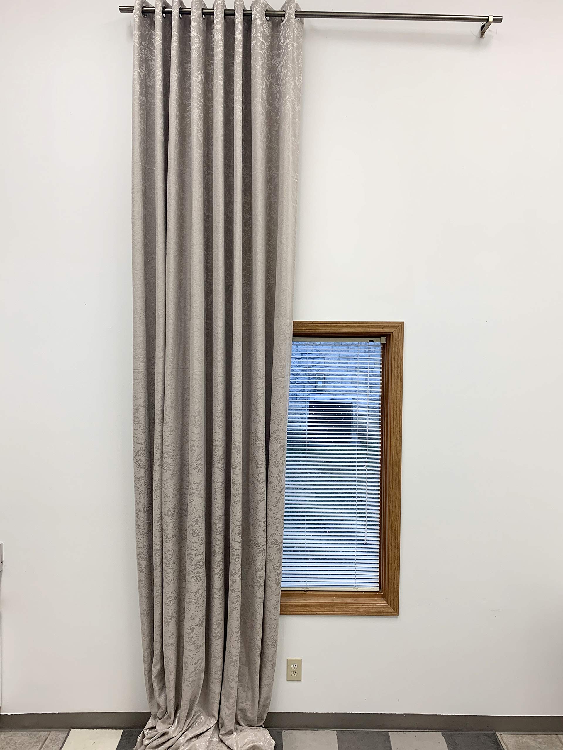 Extra Long Marble Velvet Custom Drapes 8-24 ft for High Ceilings - Champagne Color 100