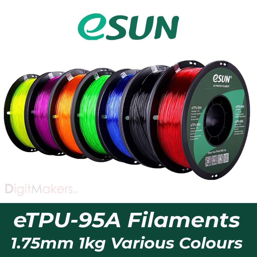 eSUN eTPU 95A 3D Printer Filament 1.75mm 1kg Spool - Flexible TPU Filament for Cosplay, Phone Cases & Shock Absorbing Parts - Multiple Color Options