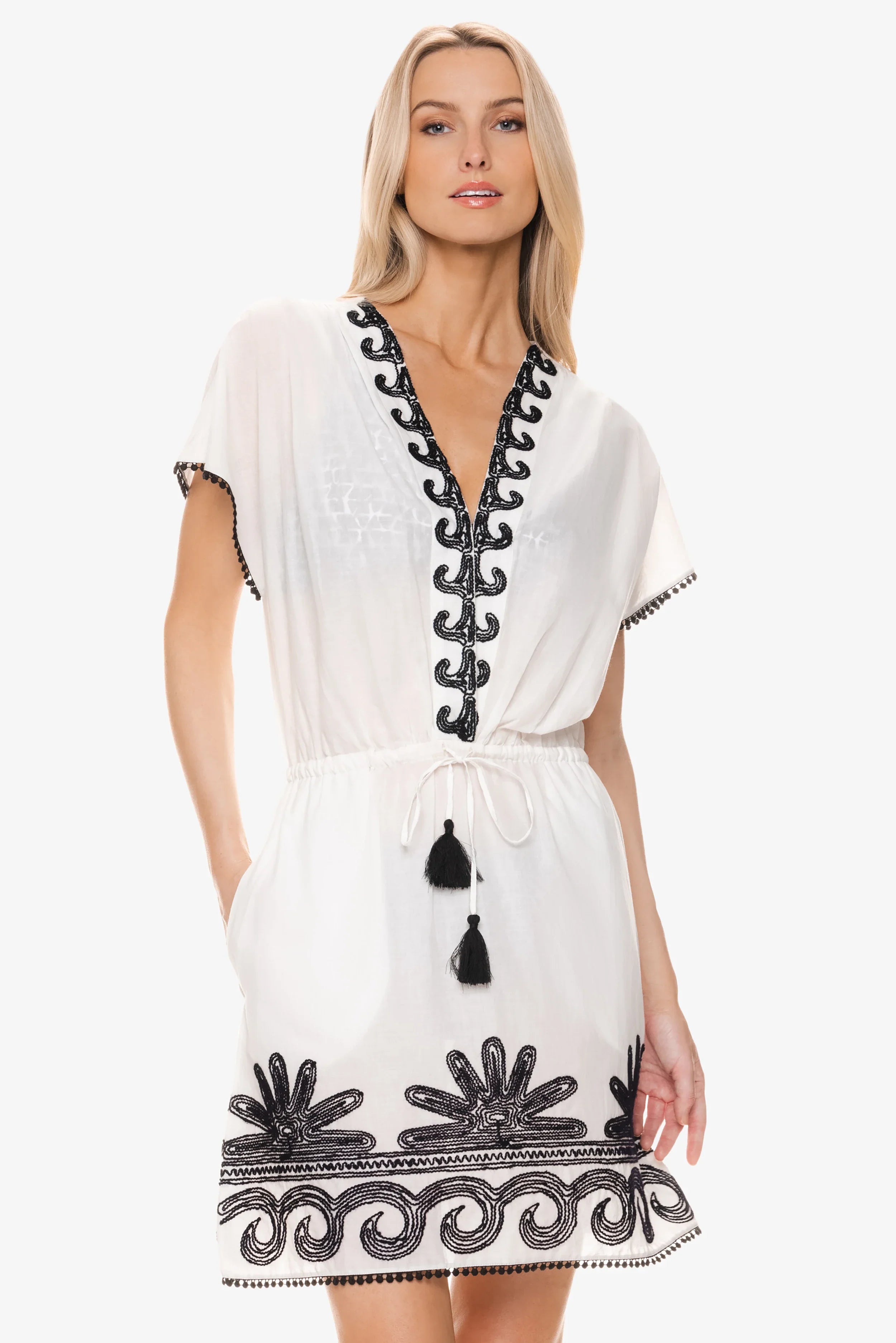 Margaux Dress - Elegant Black & White Floral Print Women's Dress for Casual Wear, Office & Party Occasions