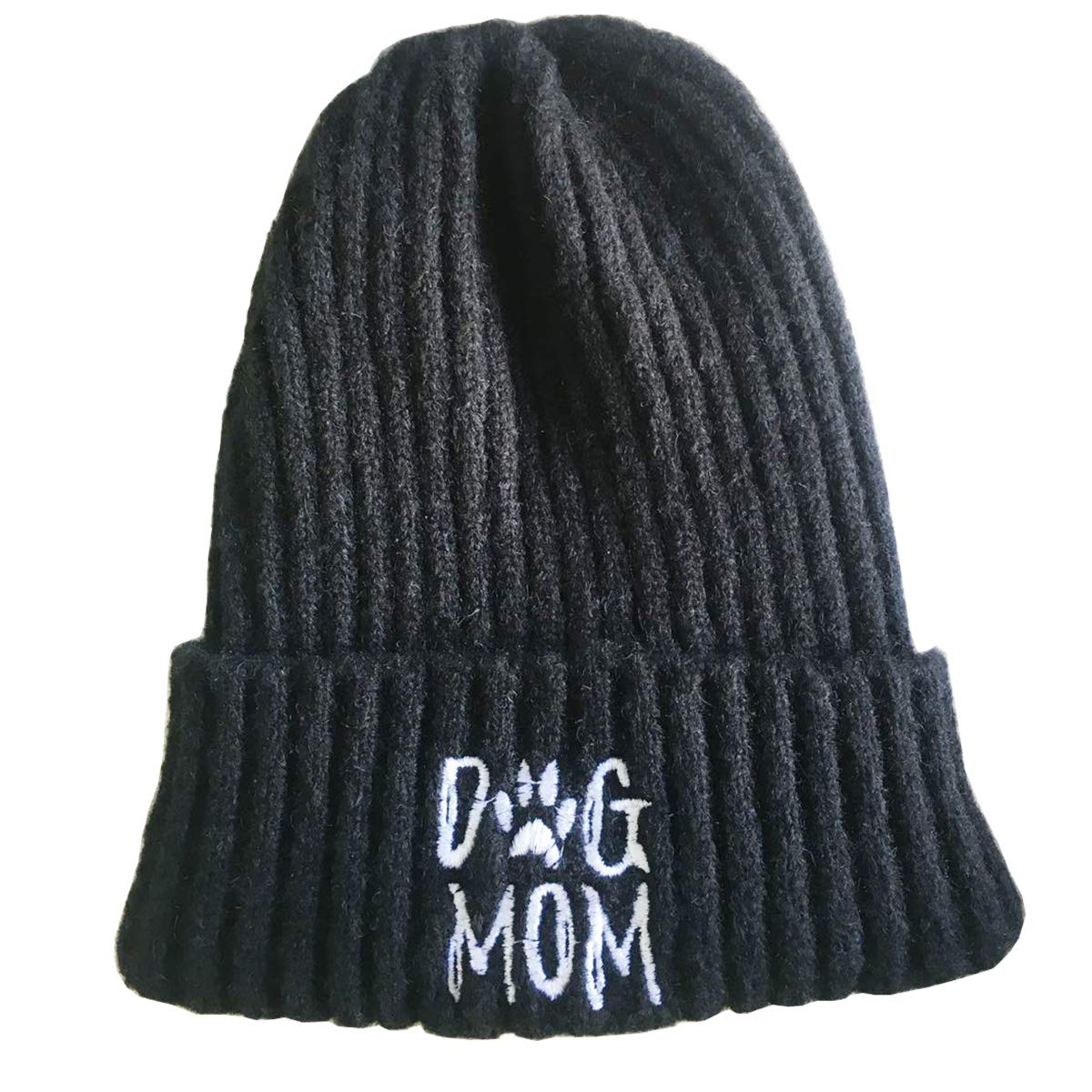 Dog Mom Beanie Hat - Winter Knit Cap for Pet Lovers & Gifts for Women - Cozy Outdoor Wear