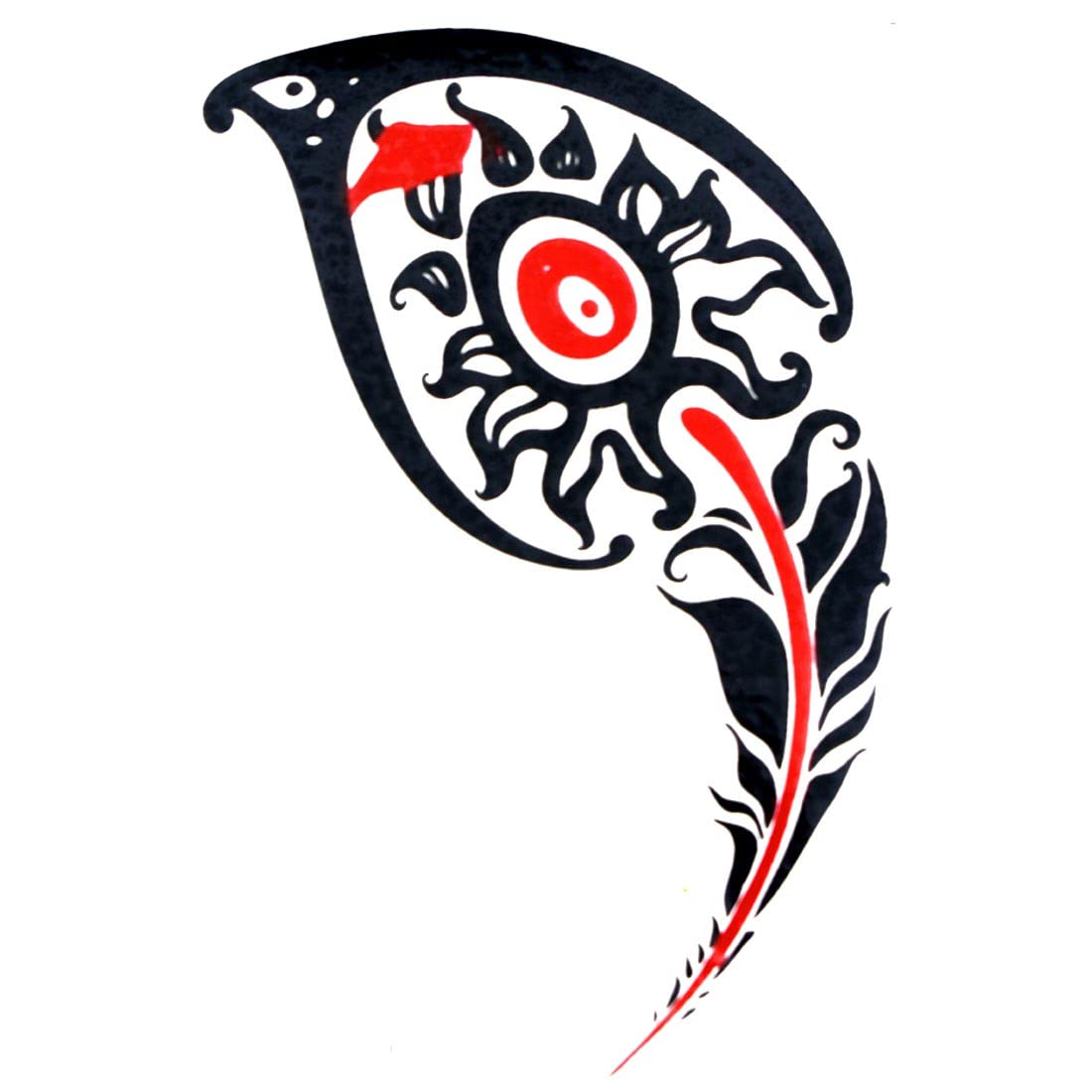 AFH Tribal Piece Waterproof Temporary Tattoo Stickers - Black & Red Body Art for Men & Women | Perfect for Festivals, Parties & Costume Events