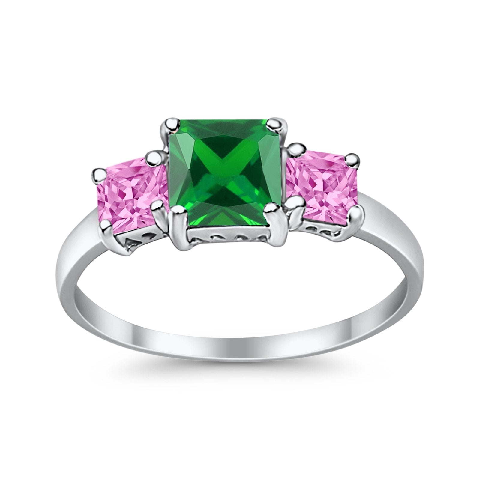 3 Stone Princess Cut Cubic Zirconia Ring - 925 Sterling Silver Fashion Jewelry for Women - Perfect for Weddings, Anniversaries & Special Occasions