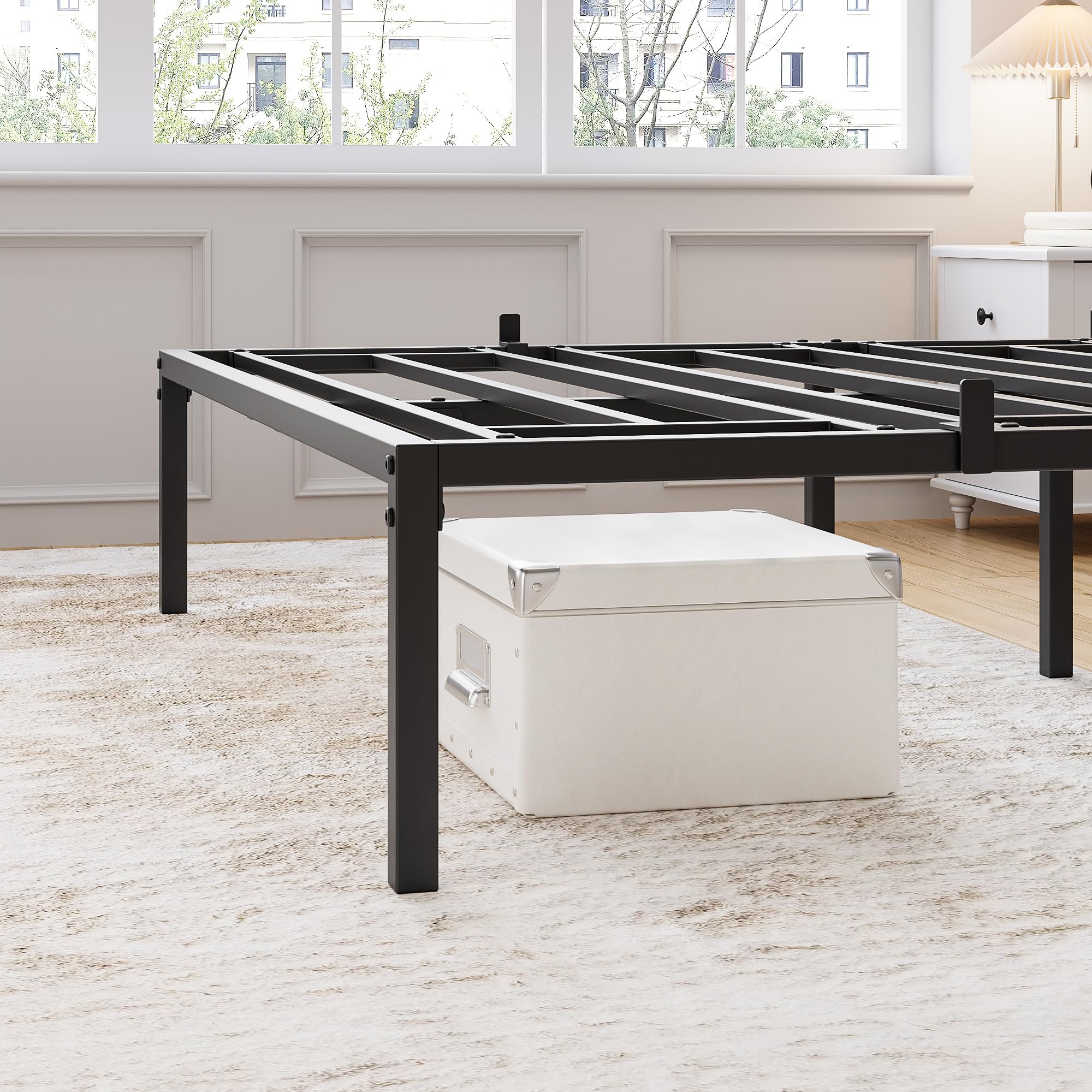 **14 Inch Full Bed Frame Platform - Heavy Duty Metal Slat Mattress Foundation, No Box Spring Needed - Sturdy Steel Construction, Easy Assembly, Quiet & Stable - Perfect for Guest Rooms, Dorms, or Apartments**