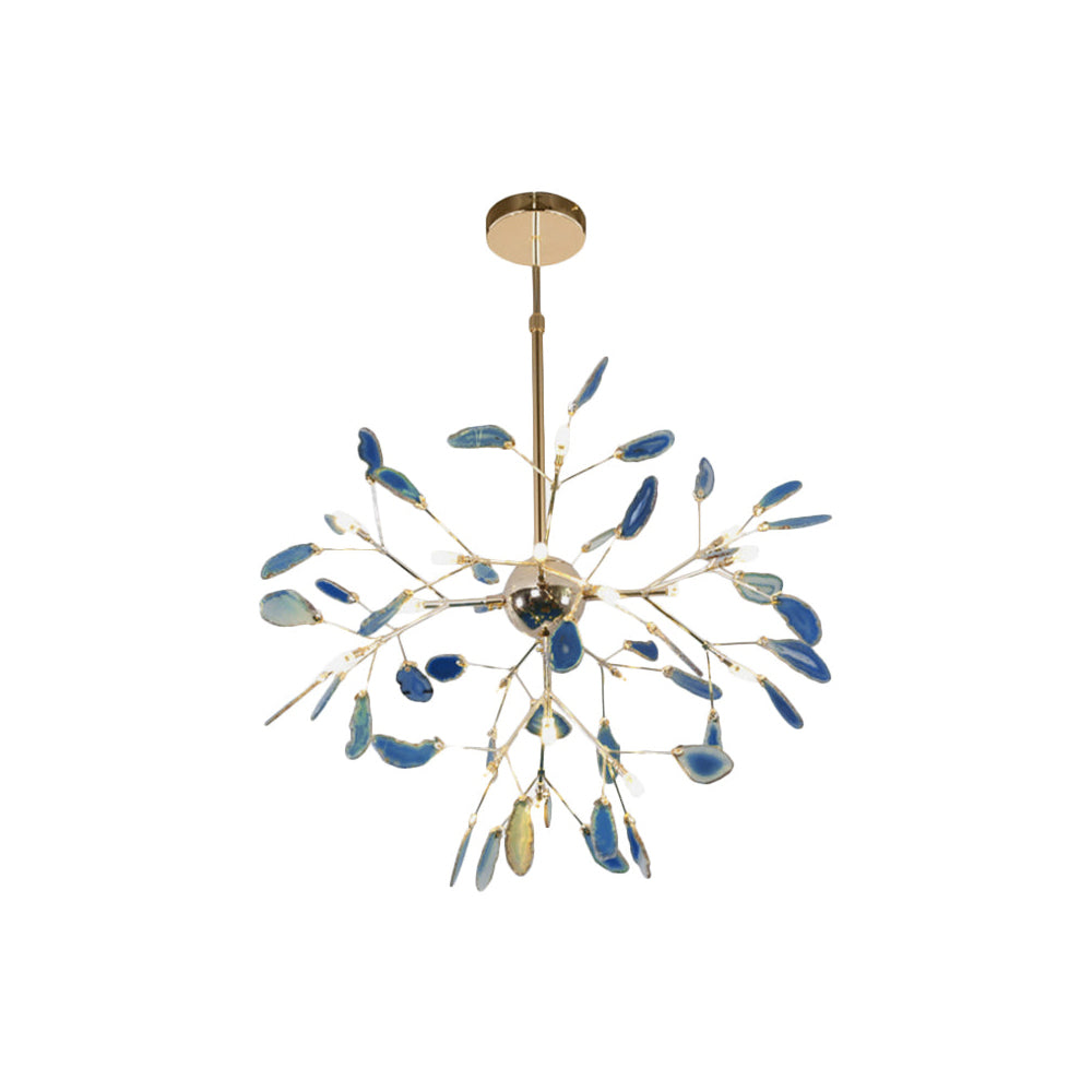 Agate Flake Chandelier - Elegant Natural Stone Crystal Ceiling Light Fixture for Dining Room, Living Room, Bedroom Decor | Modern Luxury Home Lighting