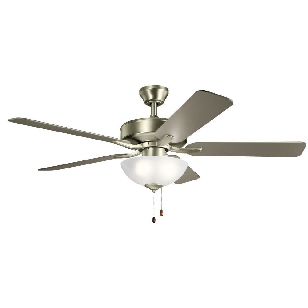 Kichler 330017WH Basics Pro Select 52 Inch White Ceiling Fan with LED Light Kit - Energy Efficient Indoor Cooling for Living Room, Bedroom & Office