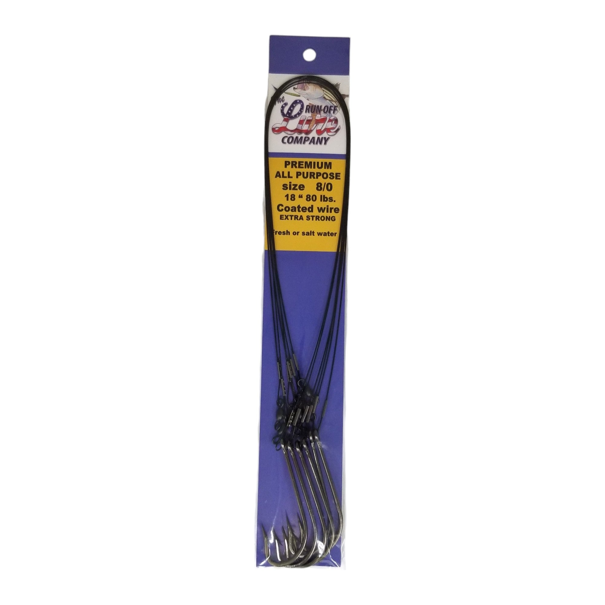 18 Vinyl Coated 80 lb. Wire Leader - Size 8/0 (6 Pack) - Heavy Duty Fishing Leaders for Saltwater & Freshwater Fishing