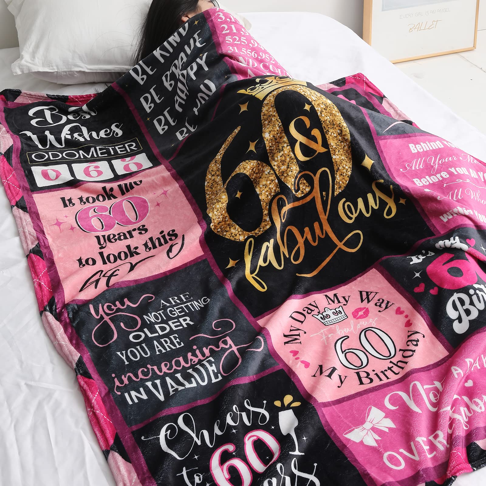 60th Birthday Gifts for Women - 1965 Commemorative Fleece Blanket (60