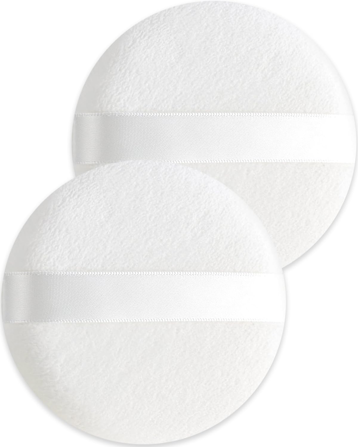 2 Pack Large Powder Puffs (3.14 Inch) - Soft Makeup Sponge for Face & Body Loose Powder Application - Perfect for Setting Powder, Baking & Touch-Ups (White)