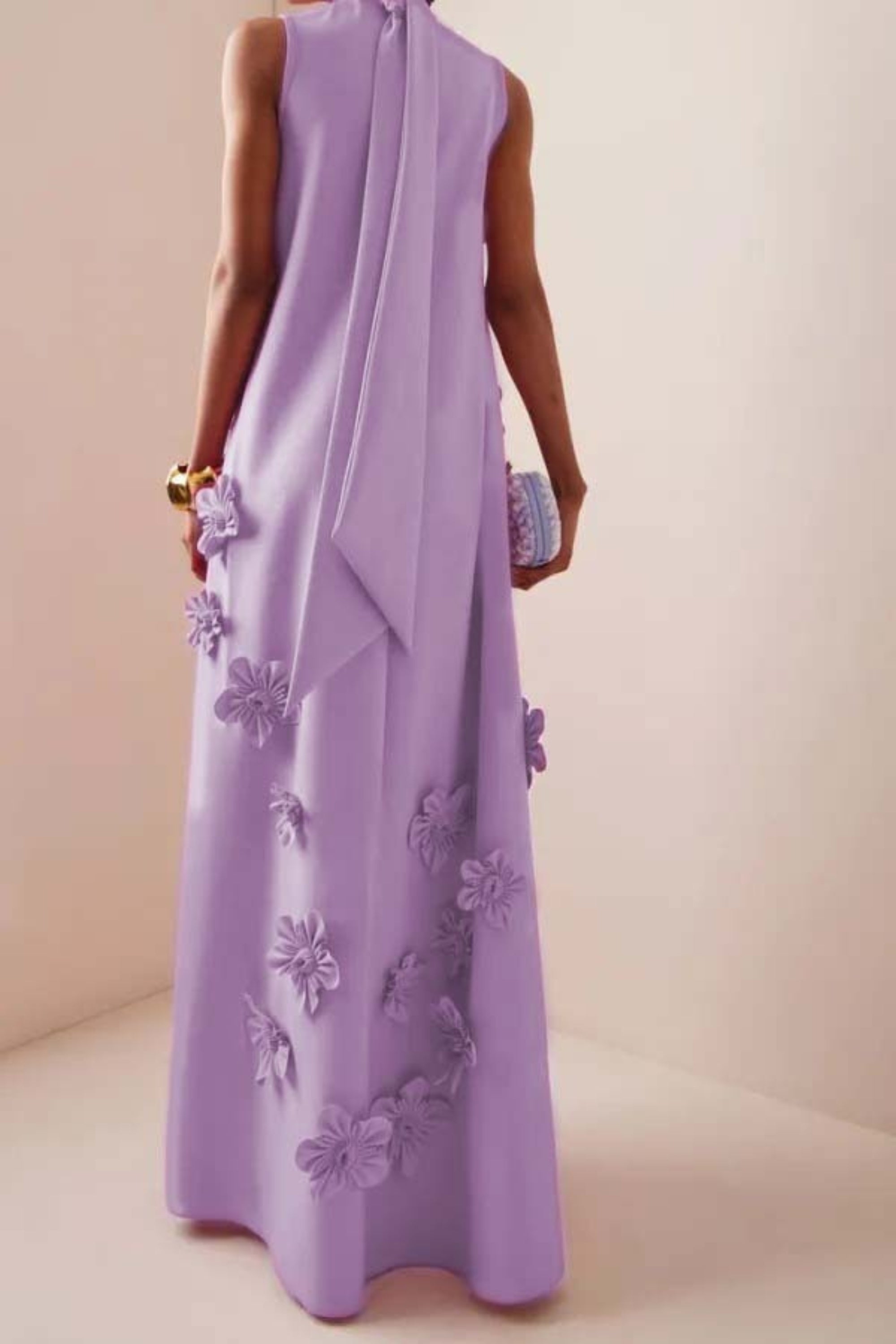 Elegant Purple Floral Embellished Maxi Dress for Women - Perfect for Weddings, Parties & Summer Vacations