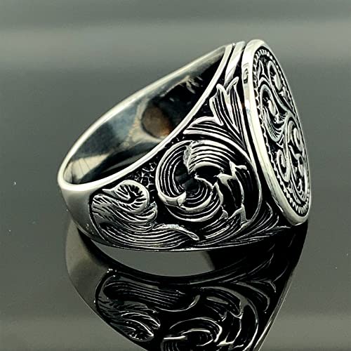 925k Silver Ottoman Men's Ring - Handmade Turkish Jewelry with Intricate Embroidery - Perfect Gift for Him & Her - Ideal for Weddings, Anniversaries & Special Occasions
