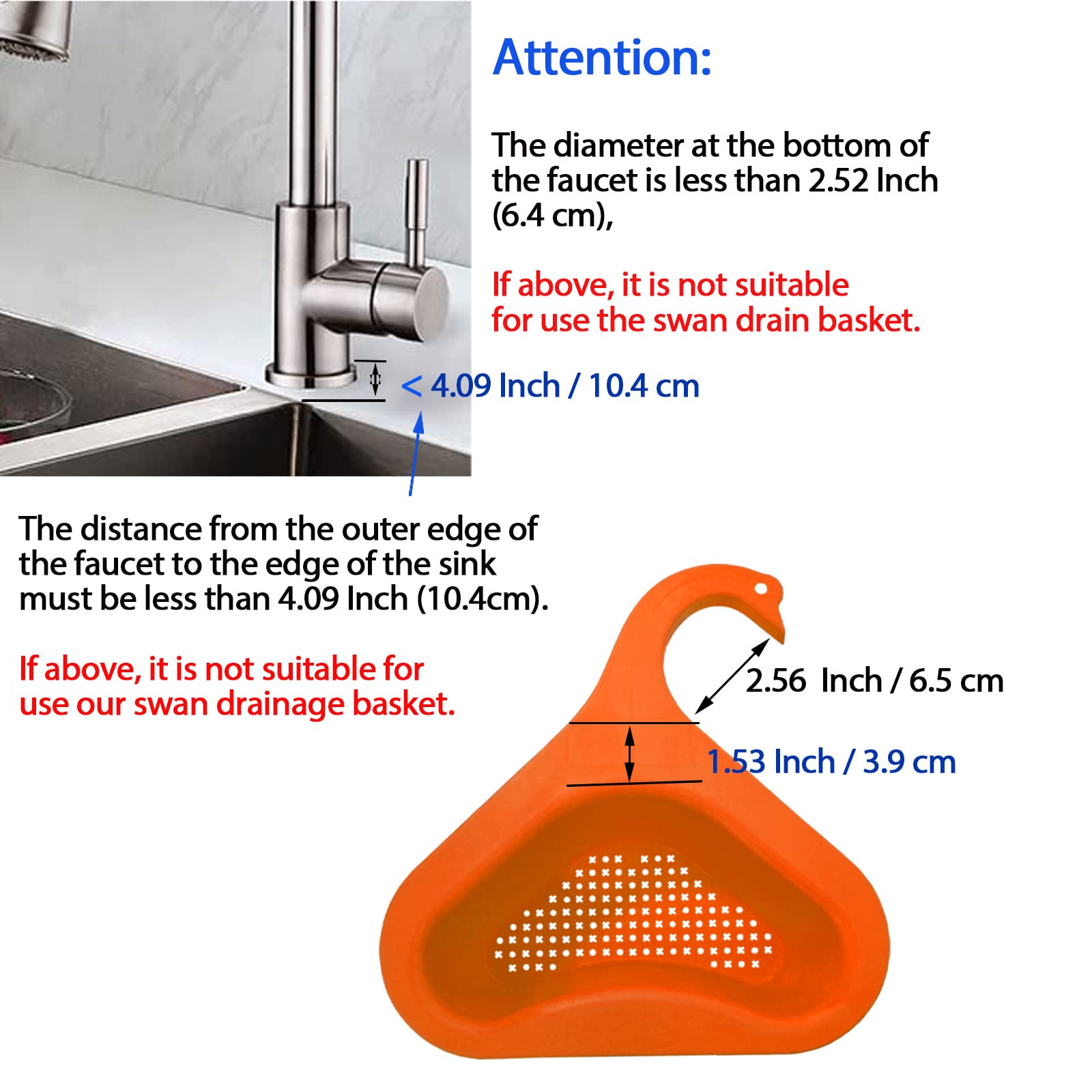 Swan Drain Basket for Kitchen Sink - 4 Pack Multifunctional Triangle Sink Filter, Vegetable & Fruit Drainer Rack, Kitchen Waste Drainer Basket - Perfect for Washing Produce, Draining Dishes, and Organizing Sink Area