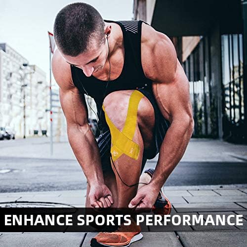 OK TAPE Kinesiology Tape - 10 Inches Precut, 20 Strips | Cotton Elastic Athletic Tape for Pain Relief & Muscle Support | Latex-Free, 2in x 16ft, Black | Ideal for Sports, Fitness & Physical Therapy