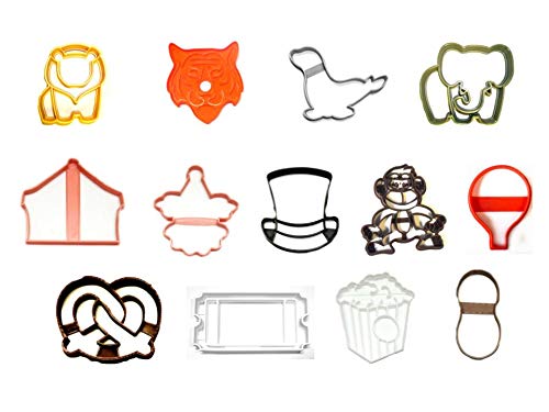 Circus Carnival Tent Clown Animals Snacks 13-Piece Cookie Cutter Set | Made in USA | PR1432 | Perfect for Baking, Party Decorations & DIY Crafts