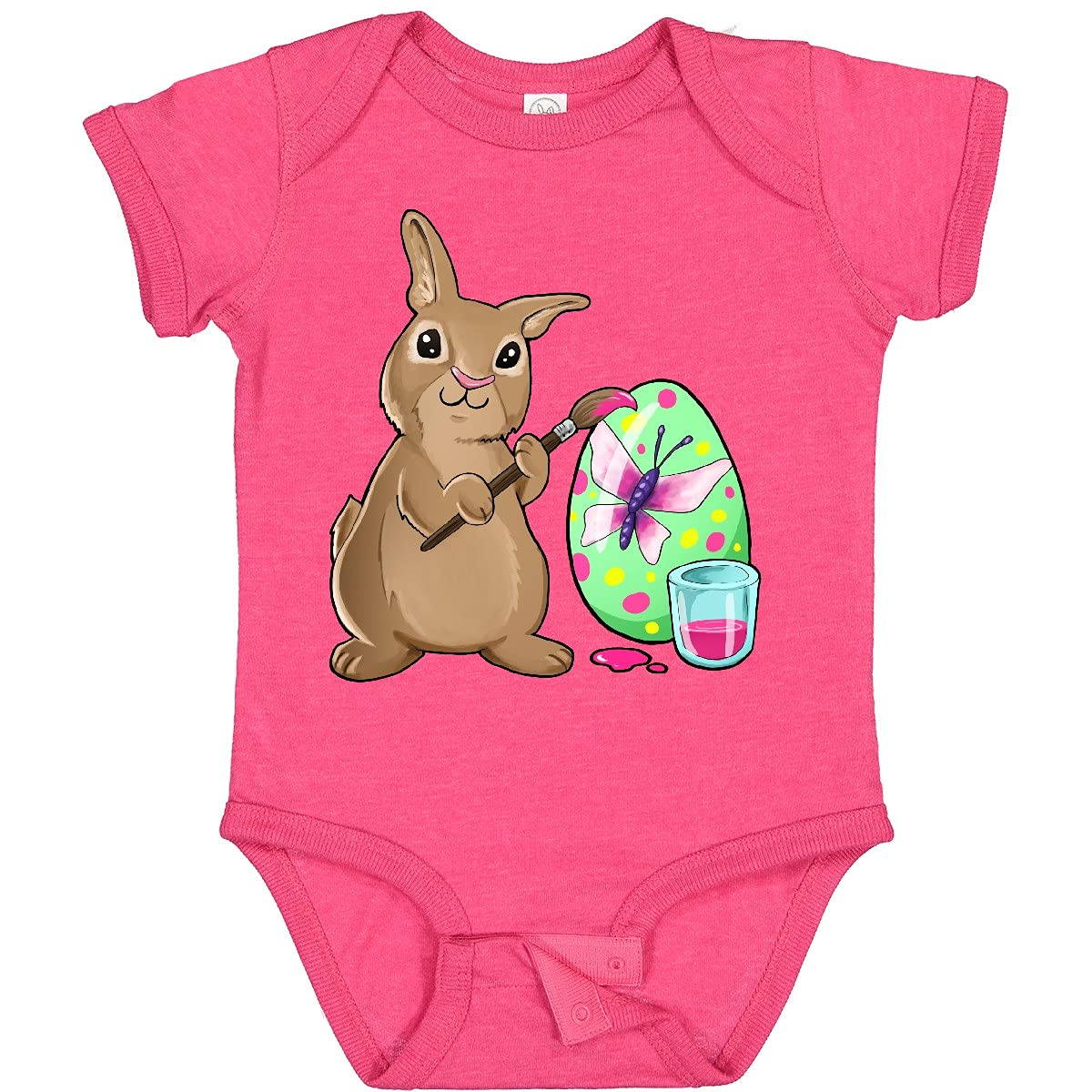 Inktastic Adorable Brown Easter Bunny Painting Egg Baby Bodysuit - Soft Cotton Onesie for Easter Outfits, Spring Photoshoots & Holiday Gifts