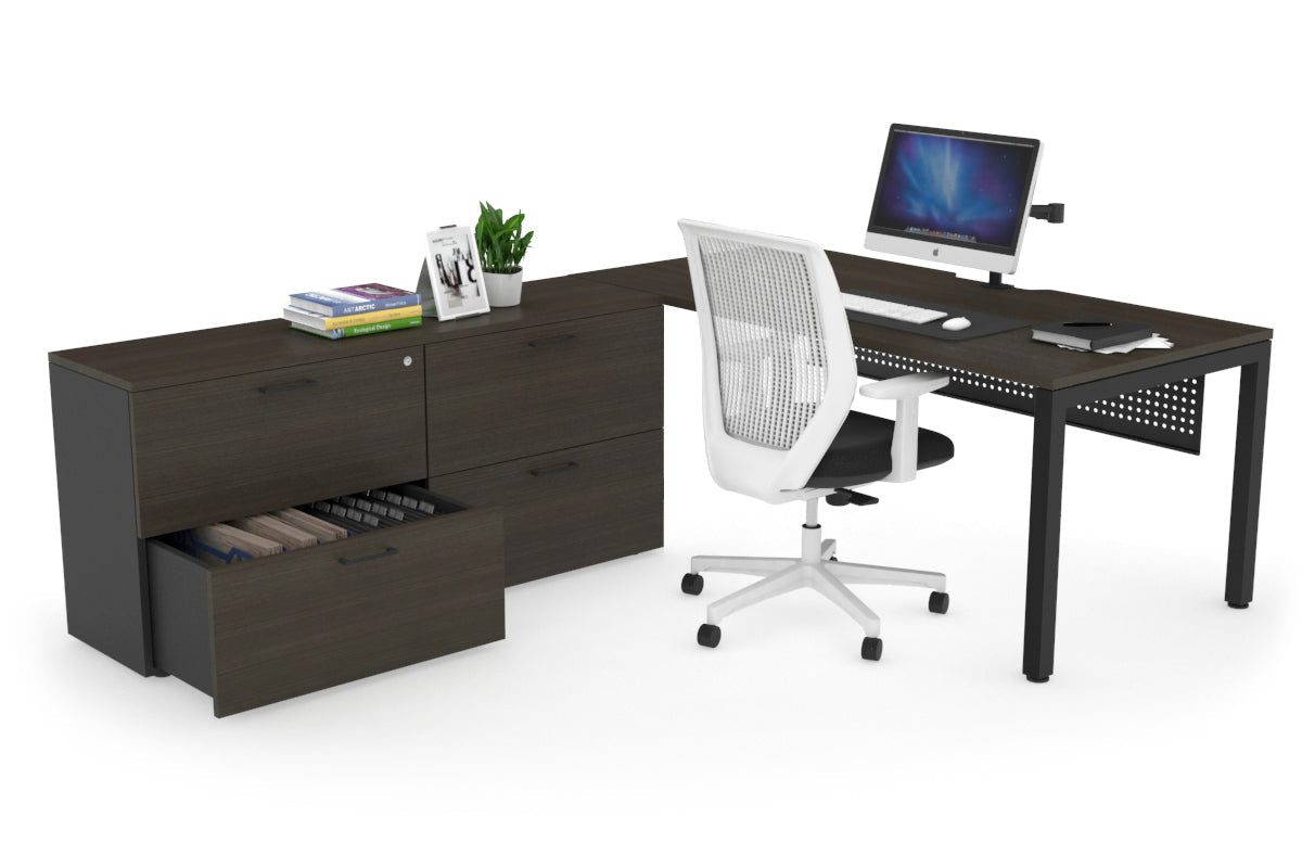 Quadro Square Executive Standing Desk Black Frame [1800L x 800W with Cable Management] - Perfect for Home Office & Modern Workspace Setup
