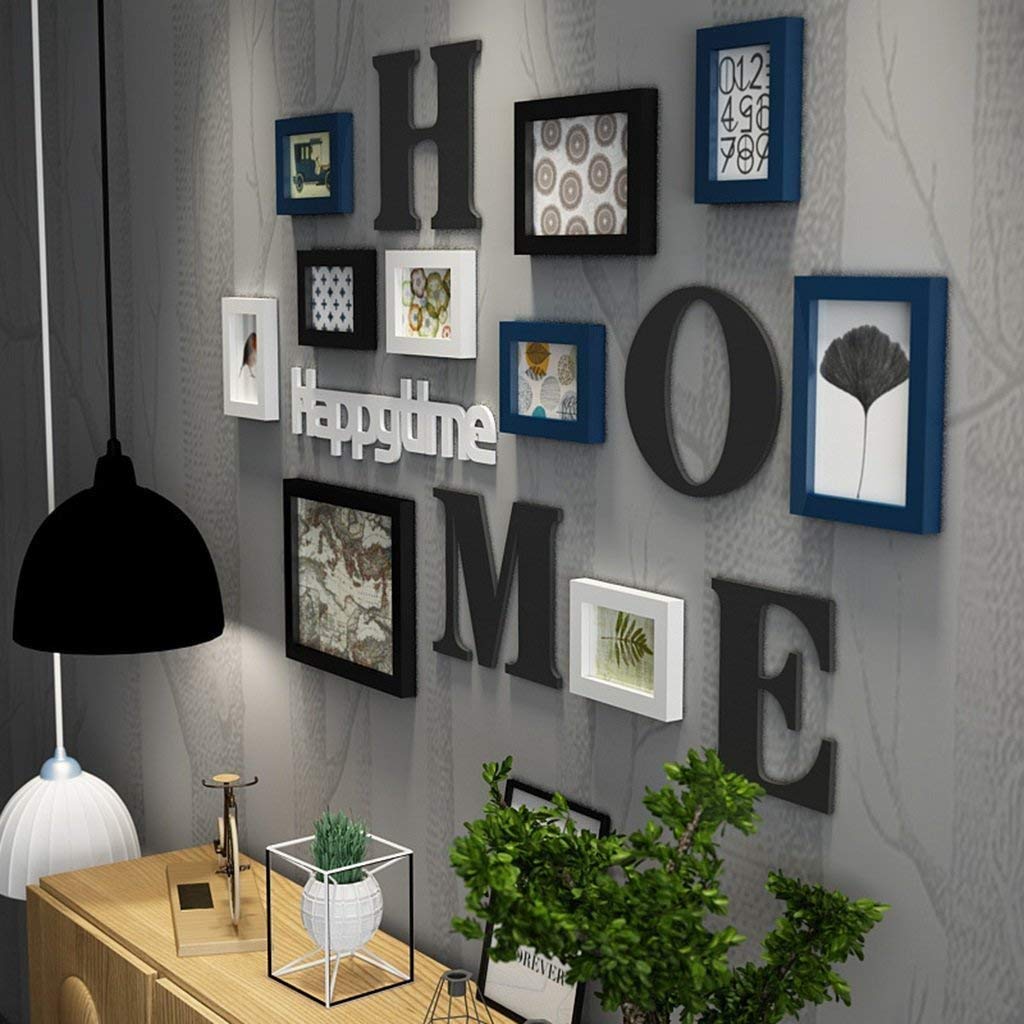 Wooden Photo Frame Wall Set of 10 - Blue Gallery Frame Collage for Home Decor, Restaurant Wall Art, Picture Display & Wall Decoration | Perfect for Living Room, Bedroom, Office & Cafe Background