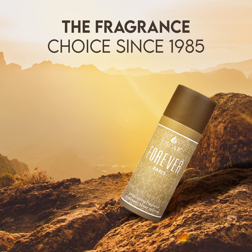 Oscar Forever Paris Grey Unisex Body Deodorant Perfume Spray - 150ml Long Lasting Woody Fragrance for Men & Women | Perfect for Daily Use, Gym, Office & Special Occasions