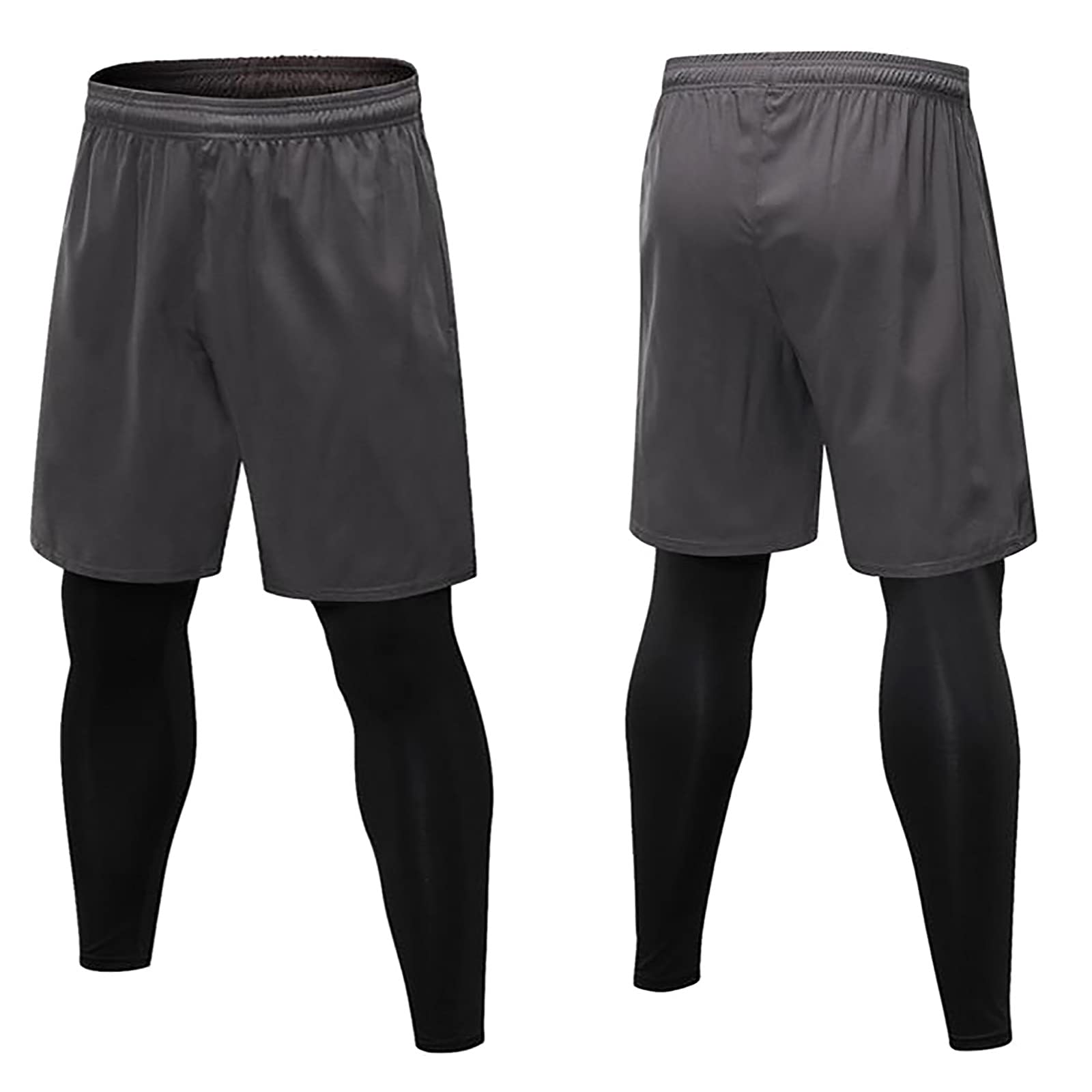 KBNDIEU Men's Stretch Fitness Training Pants - Quick-Dry Gym Yoga Shorts & Casual Two-Piece Trousers for Workouts & Lounge Wear - Black