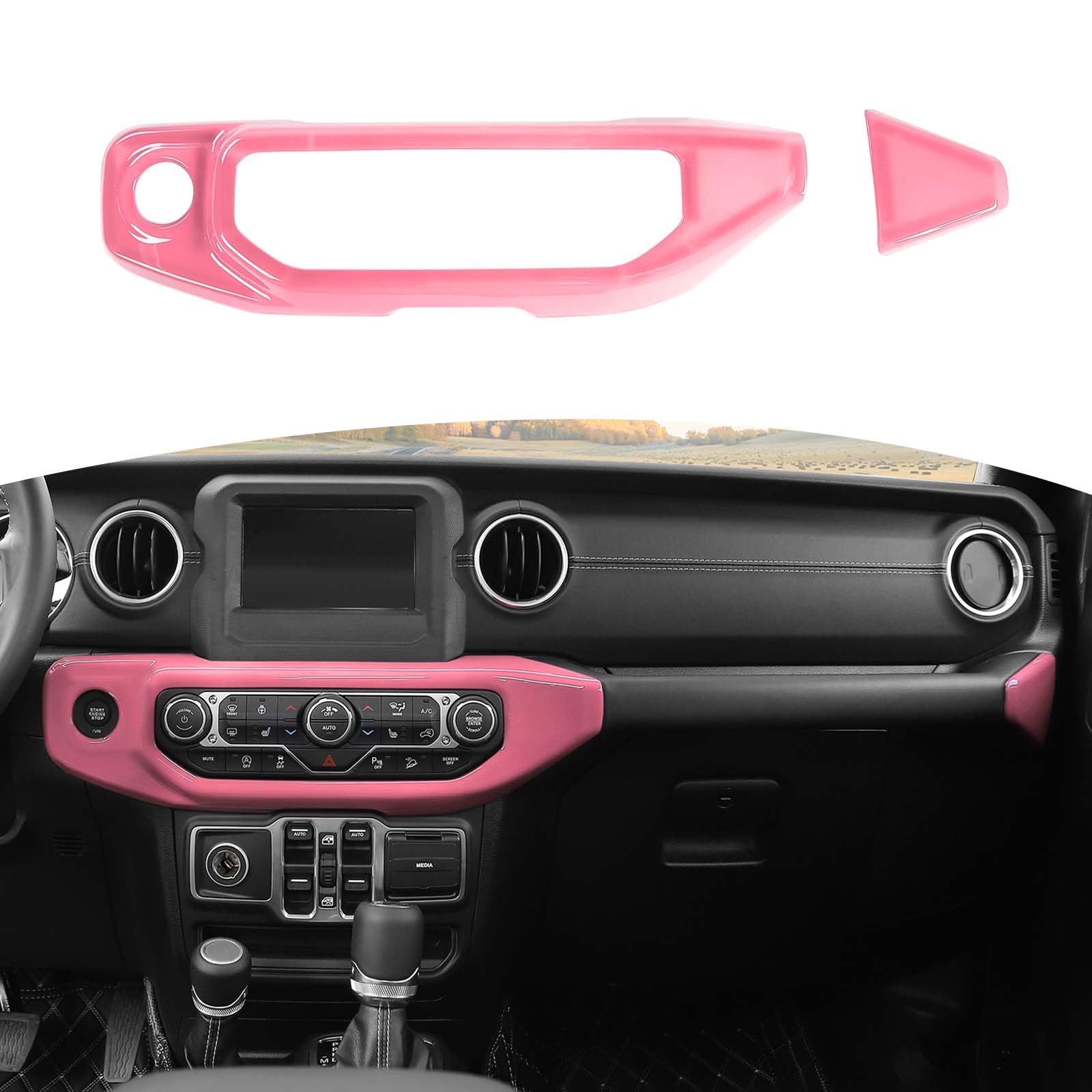 RT-TCZ Pink AC Control Panel Trim Cover for Jeep Wrangler JL JLU & Gladiator JT (2018-2023) - 2pcs Interior Accessories - Upgrade Your Ride's Style & Protection