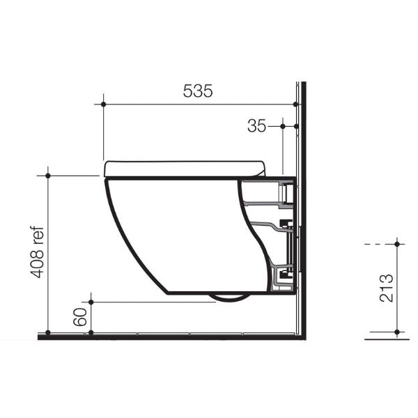 Caroma Urbane Wall-Mounted Toilet with Geberit Concealed Cistern System - Modern Space-Saving Bathroom Solution for Small Homes & Luxury Apartments