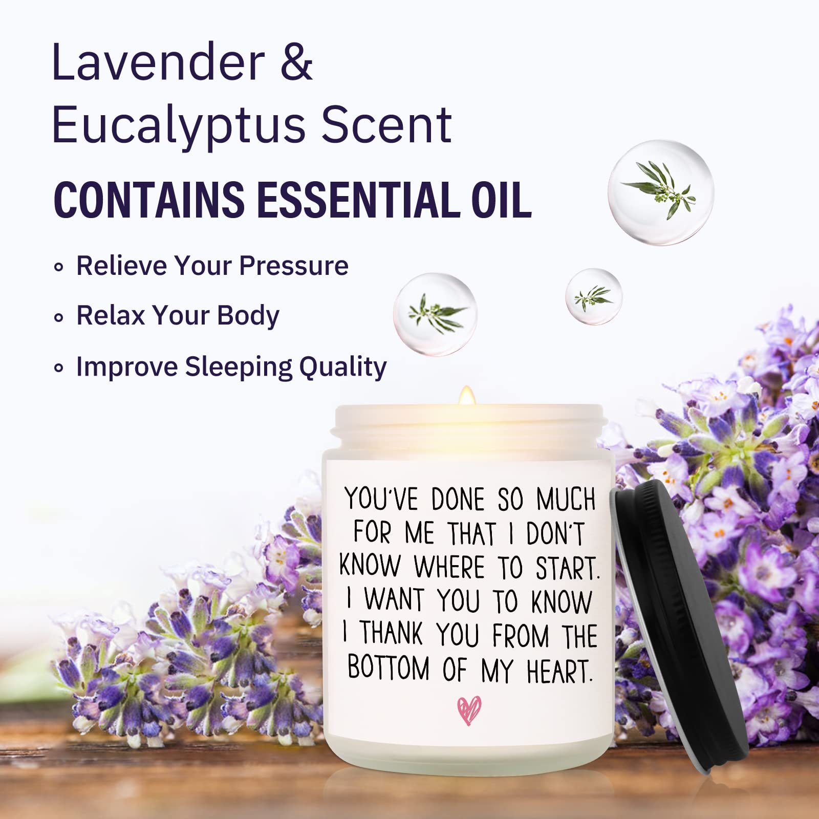 BAUBLEDAZZ Handmade Lavender Natural Soy Wax Candle (7oz) - Thank You Gifts for Women, Friends, Coworkers, Hostess - Relaxing Aromatherapy for Home, Office & Spa
