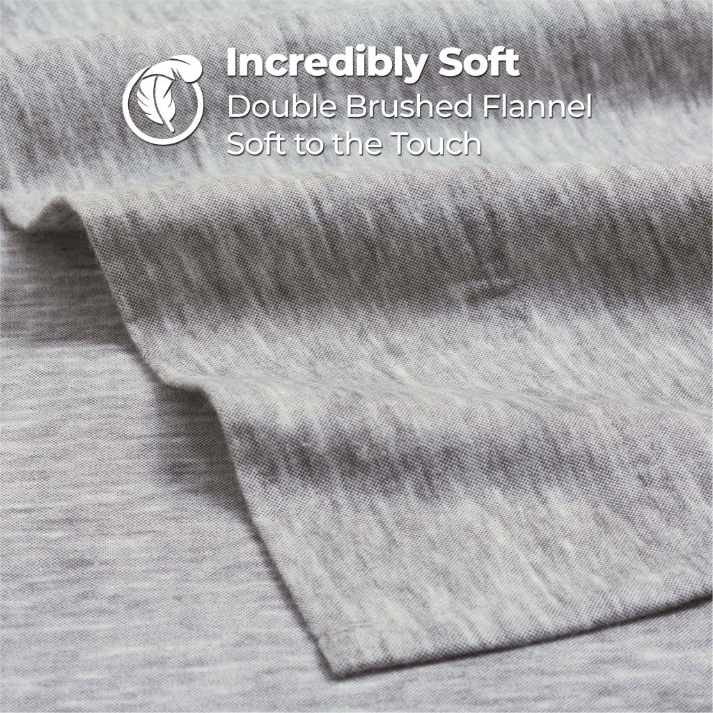 Soft & Cozy Melange Flannel Cotton Two-Toned Deep Pocket Sheet Set - Queen Size, Brushed for Warmth & Comfort - Perfect for Winter Nights & Cozy Bedroom Decor