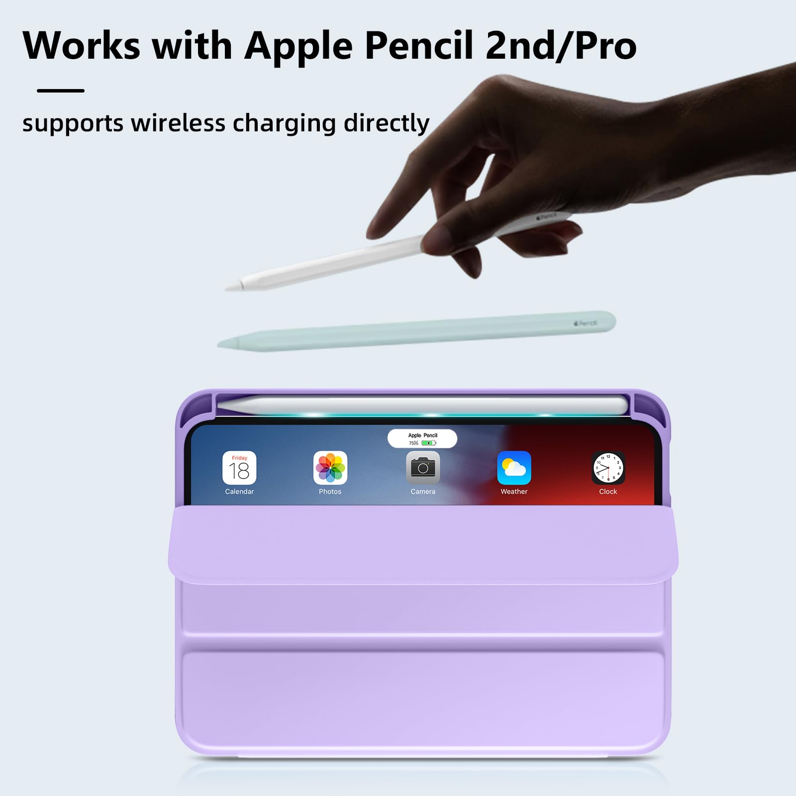 Mastten iPad Mini 7 Case with Pencil Holder - Slim Hybrid Clear Protective Cover for iPad Mini 7th/6th Generation (2024/2021) 8.3 Inch - Auto Wake/Sleep, Lavender - Perfect for Kids, Students & Professionals On-The-Go